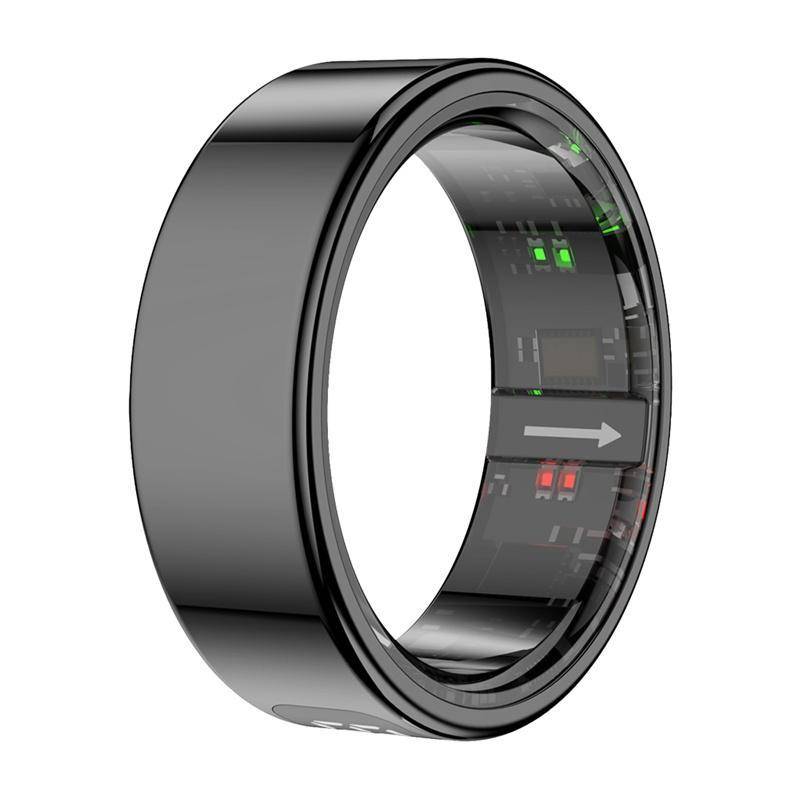 Colmi R12 Smart Ring mit Display, überwacht Herzfrequenz, Schlaf & Blutsauerstoff, Schrittzähler - Farbe: schwarz - Größe: 7