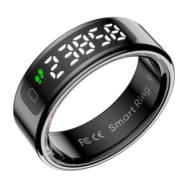 Colmi R12 Smart Ring mit Display, überwacht Herzfrequenz, Schlaf & Blutsauerstoff, Schrittzähler - Farbe: schwarz - Größe: 7