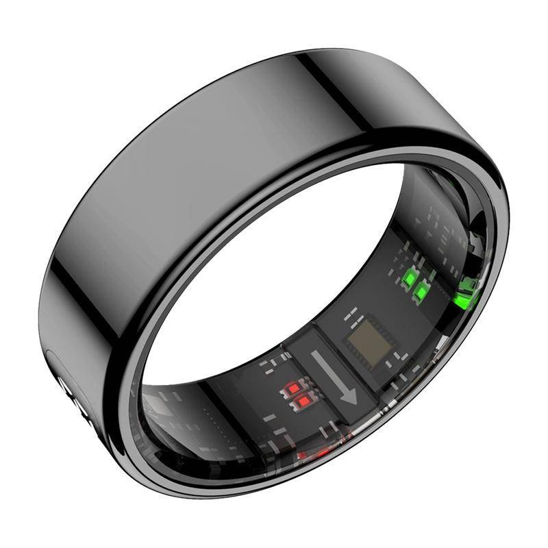 Colmi R12 Smart Ring mit Display, überwacht Herzfrequenz, Schlaf & Blutsauerstoff, Schrittzähler - Farbe: schwarz - Größe: 7