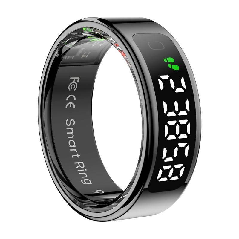 Colmi R12 Smart Ring mit Display, überwacht Herzfrequenz, Schlaf & Blutsauerstoff, Schrittzähler - Farbe: schwarz - Größe: 13