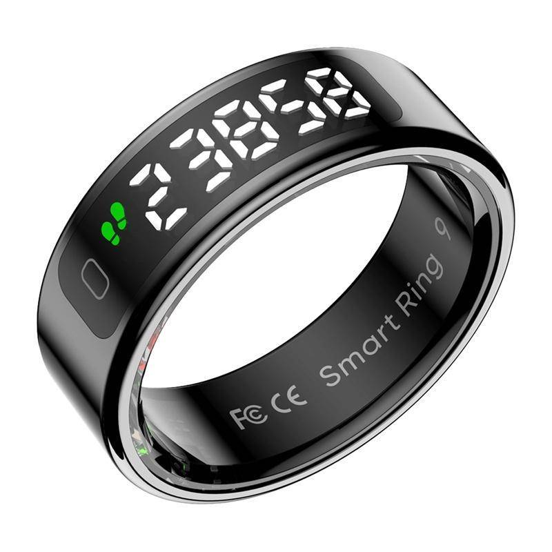 Colmi R12 Smart Ring mit Display, überwacht Herzfrequenz, Schlaf & Blutsauerstoff, Schrittzähler - Farbe: schwarz - Größe: 13