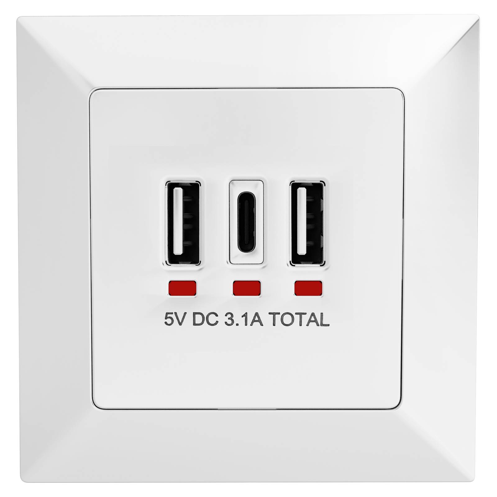 hb-digital Wandsteckdose Unterputz mit 2x USB-A und 1x USB-C Ports weiss
