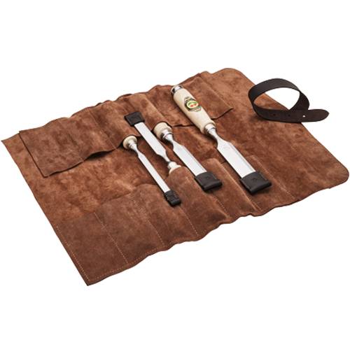 KIRSCHEN Stechbeitelsatz in Ledertasche 4-tlg. mit Weißbuchenheft 10-16-20-26 mm 1151002