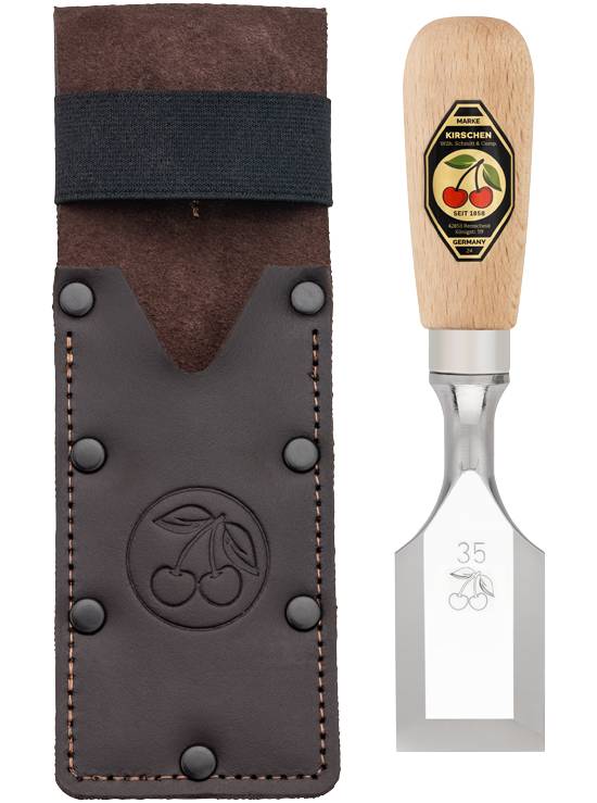 KIRSCHEN Kurzbeitel in Lederholster 35 mm mit Rotbuchenheft 1158000