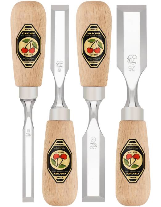 KIRSCHEN Kurzbeitelsatz 4-tlg. mit Rotbuchenheft 10 -16 - 20 - 26 mm 1154000