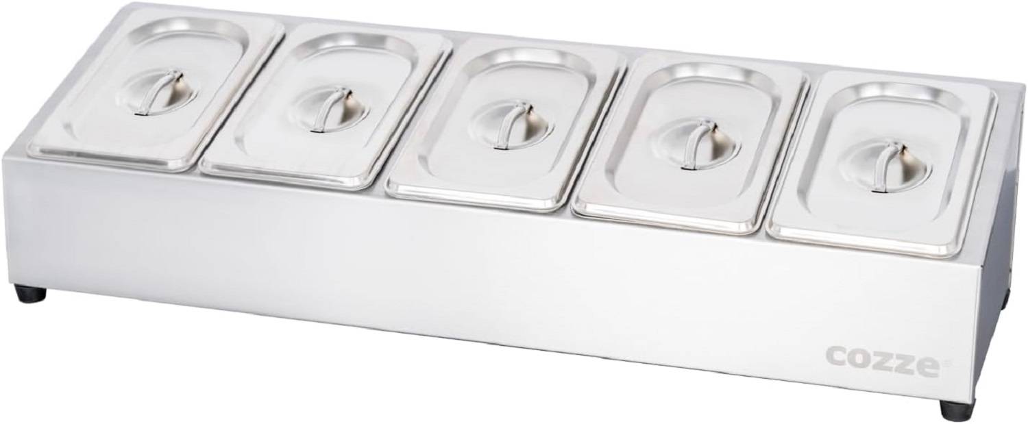 COZZE Pizza Topping Station Edelstahl Zutatenbehälter mit Deckel