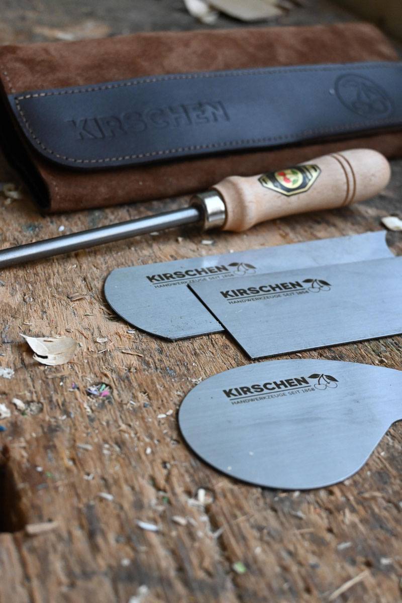 KIRSCHEN Ziehklingensatz 4-teilig in Veloursleder-Tasche inkl. Ziehklingenstahl 3824001