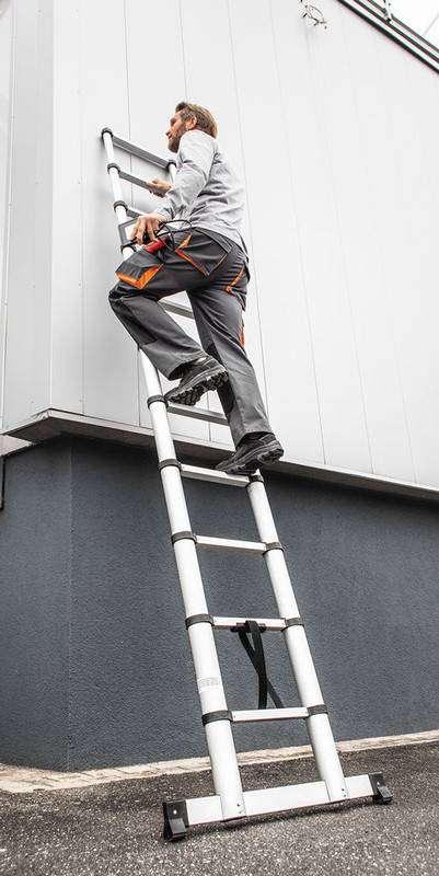 Premium Alu Teleskopleiter TÜV geprüft Softclose Arbeitshöhe 4,04 m Antirutsch