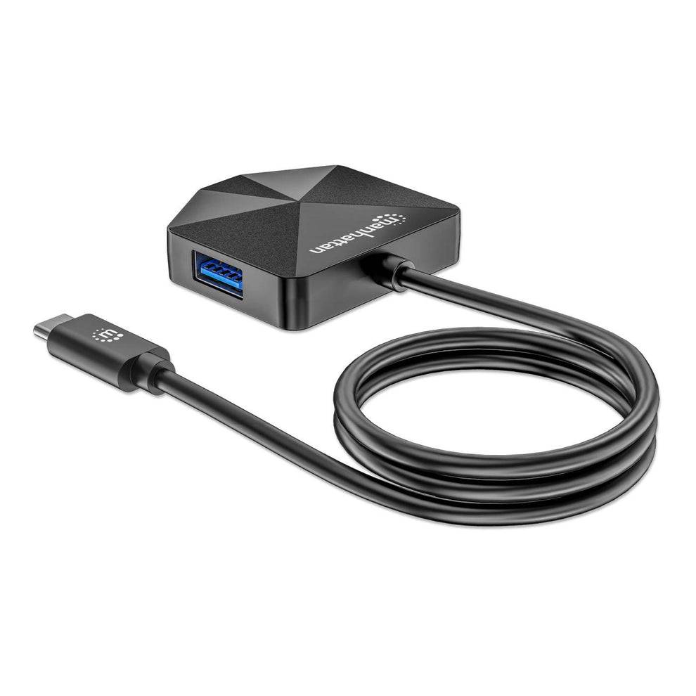 USB-C-Adapter mit angeschlossenem Kabel und HDMI-Anschluss, dargestellt auf weißem Hintergrund.