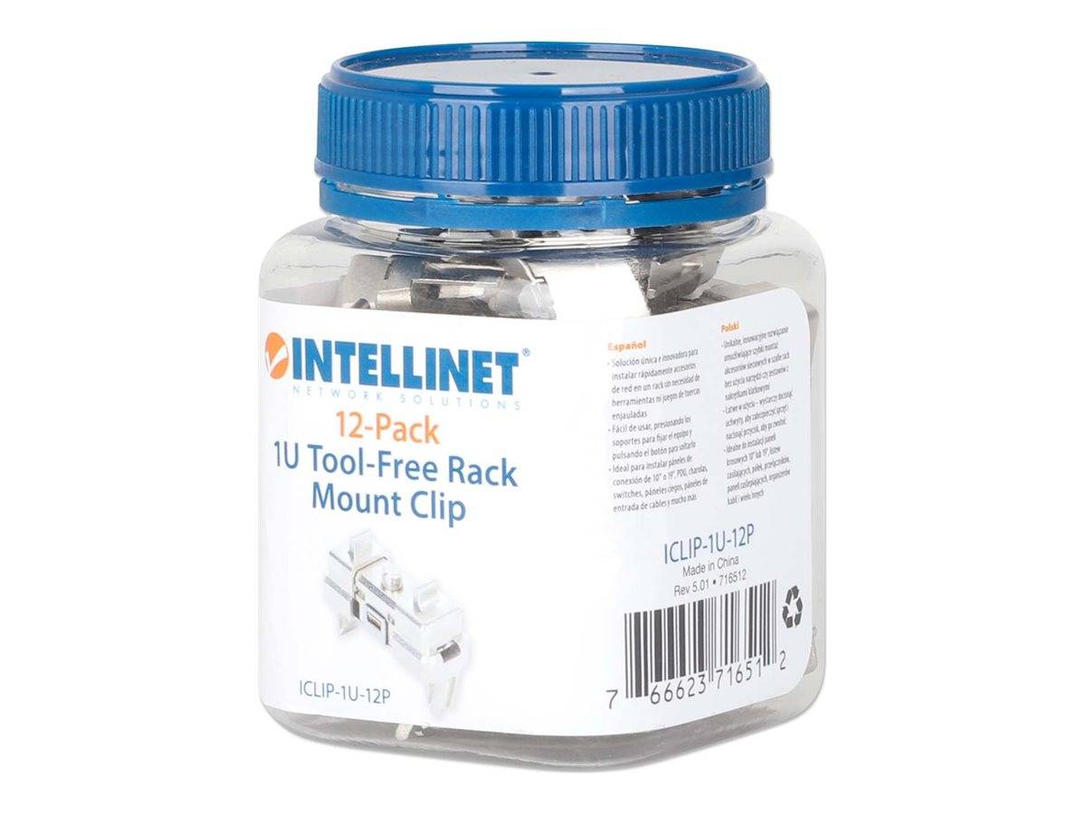 Ein klarer Kunststoffbehälter mit blauem Deckel, beschriftet mit „INTELLINET