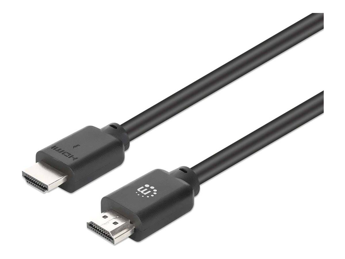 Manhattan Hohe Geschwindigkeit - HDMI-Kabel mit Ethernet - HDMI männlich zu HDMI männlich - 1 m - Doppelisolierung - Schwarz - geformt, Unterstützu