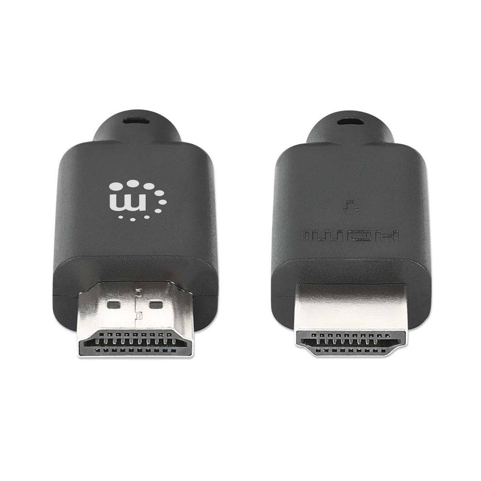Vorder- und Rückansicht eines schwarzen HDMI-Adapters mit einem weiblichen HDMI-Anschluss und einer Aufhängeschleife.