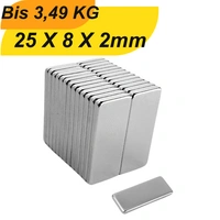 100 Stück Neodym Magnet 25mm x 8mm x 2mm Supermagnete hohe Haftkraft Quadermagnete 100 Stück Neodym Magnet 25mm x 8mm x 2mm Supermagnete hohe Haftkraft Quadermagnete