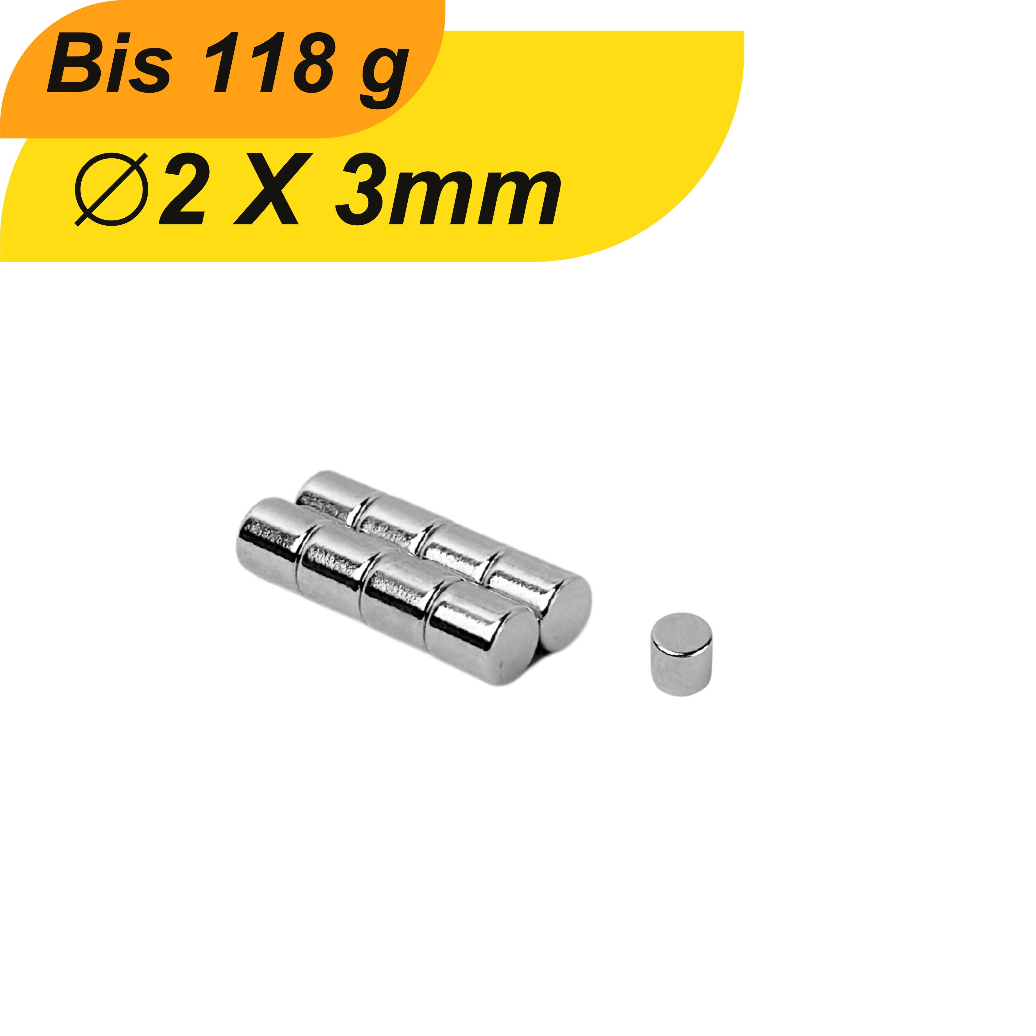500 Stück Neodym Magnet 2mm x 3mm Supermagnete hohe Haftkraft Scheibenmagnet