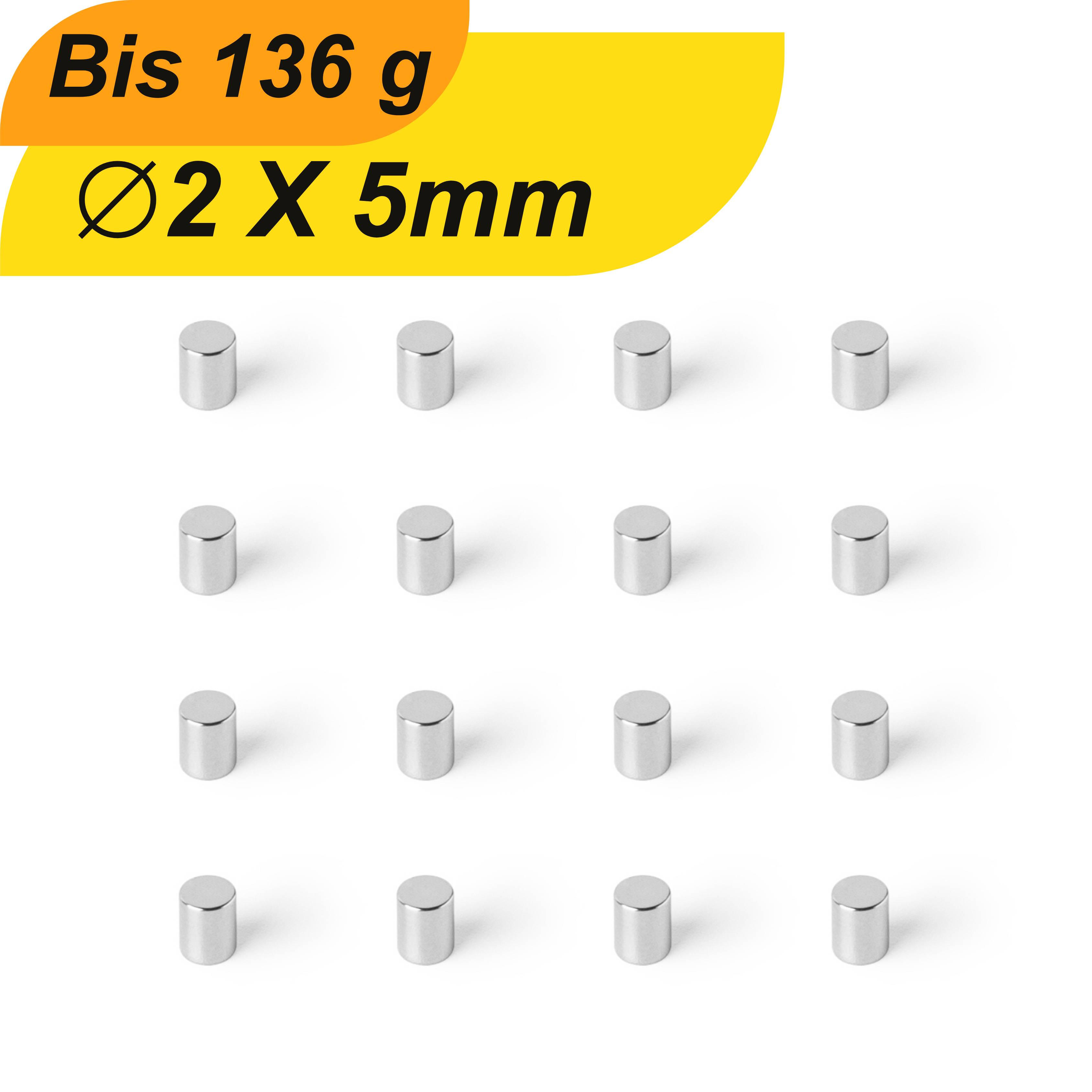 200 Stück Neodym Magnet 2mm x 5mm Supermagnete hohe Haftkraft Scheibenmagnet