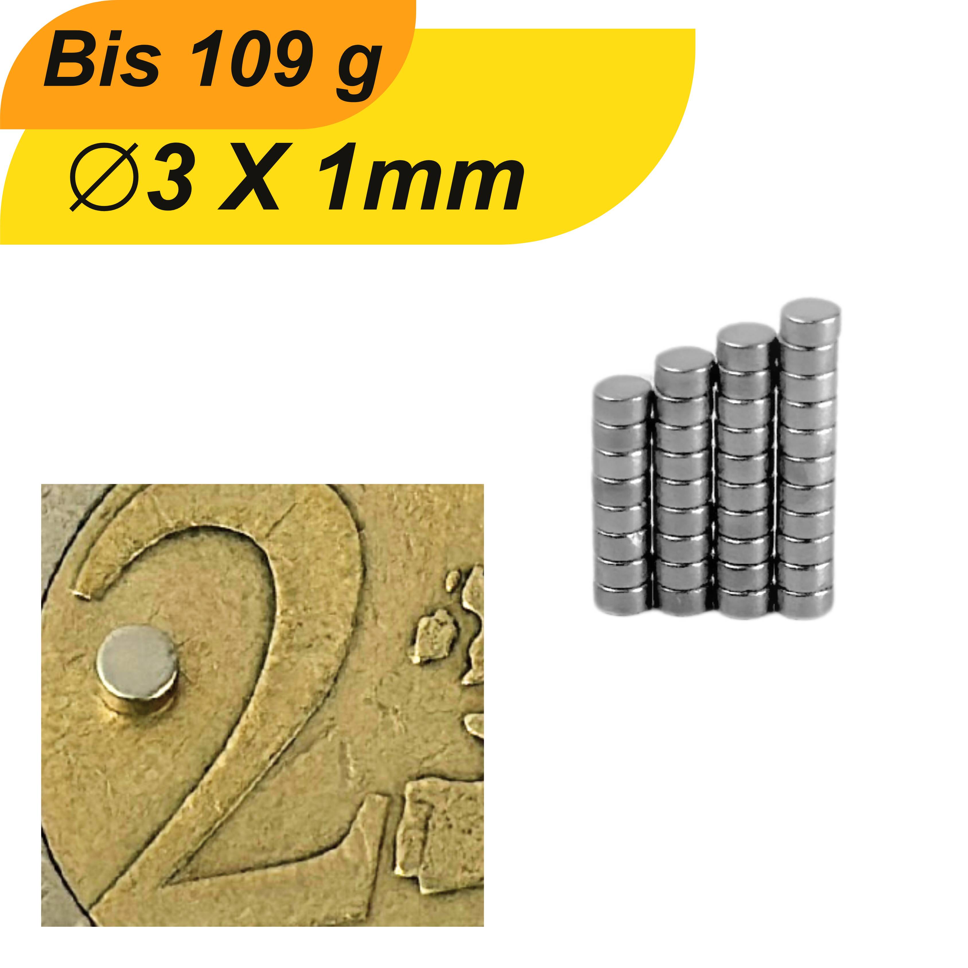 200 Stück Neodym Magnet 3mm x 1mm Supermagnete hohe Haftkraft Scheibenmagnet
