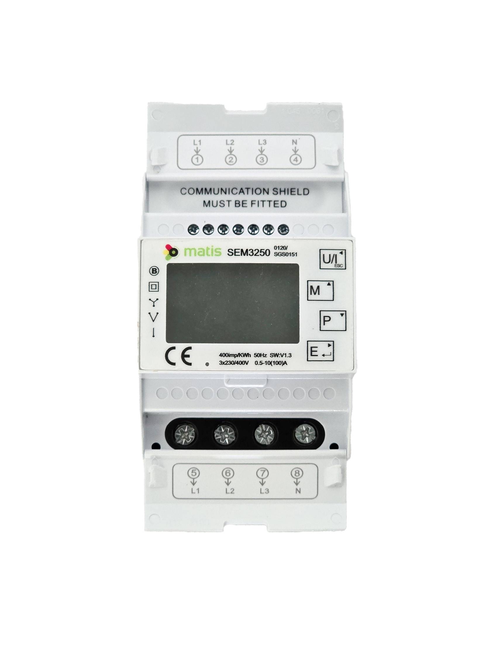 Matismart SEM3250 Dreiphasen-Smartmeter Modbus, Multi-Tarif, 72mm, präzise Messung, IP51