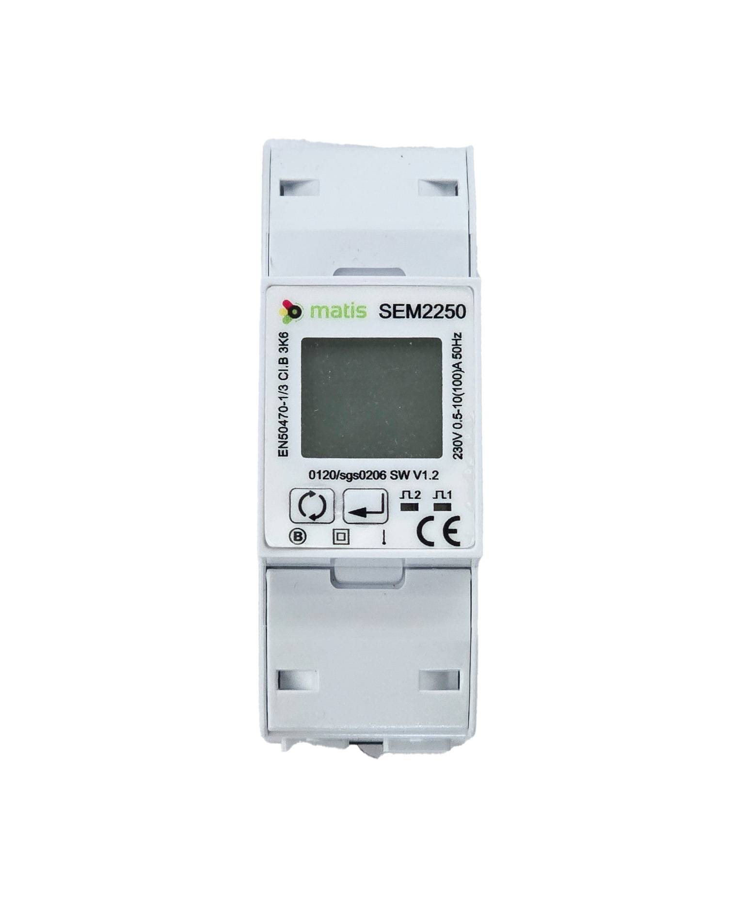 Matis SEM2000 Einphasen-Smartmeter 230V bis 100A, Modbus, DIN-Schiene, MID, Klasse 1