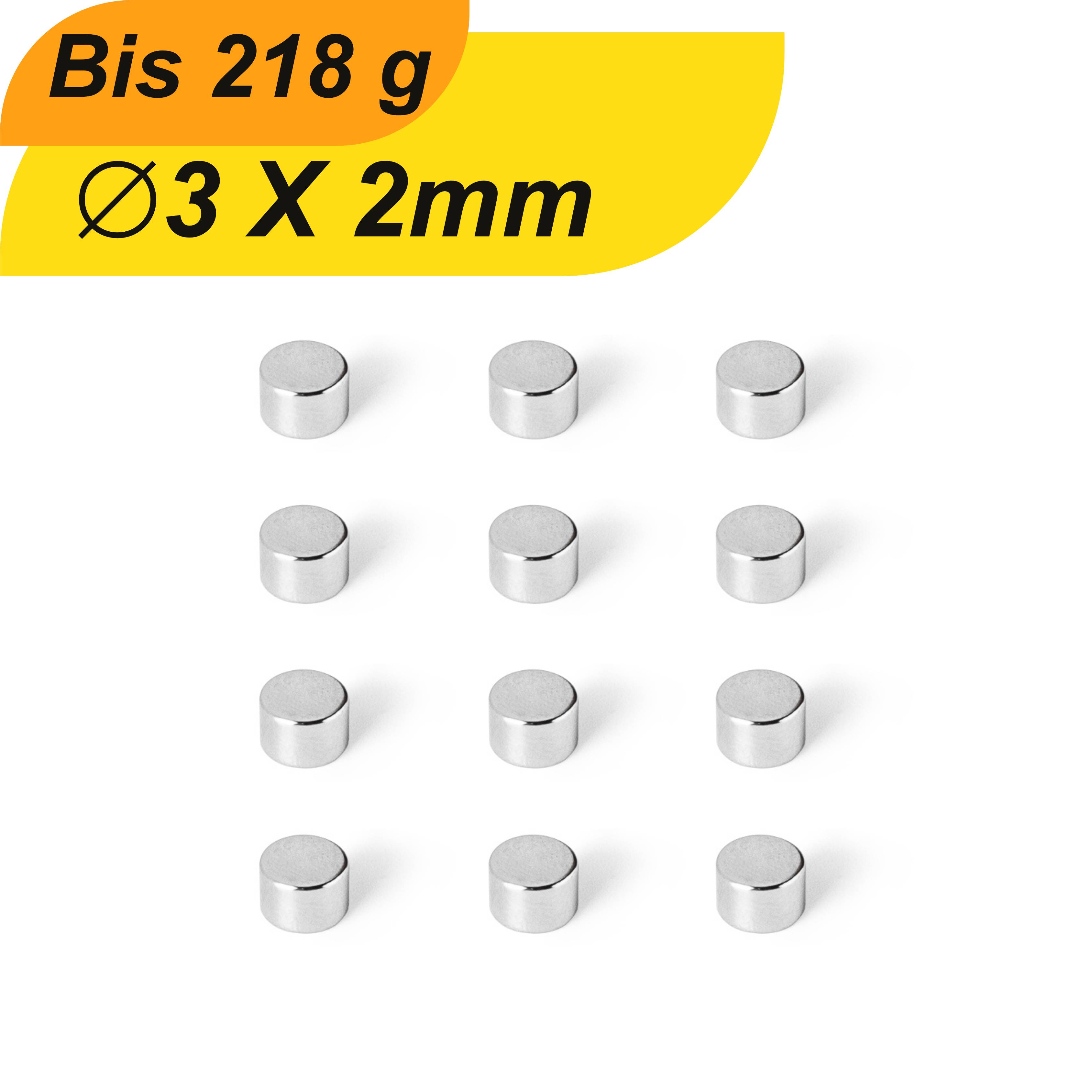100 Stück Neodym Magnet 3mm x 2mm Supermagnete hohe Haftkraft Scheibenmagnet