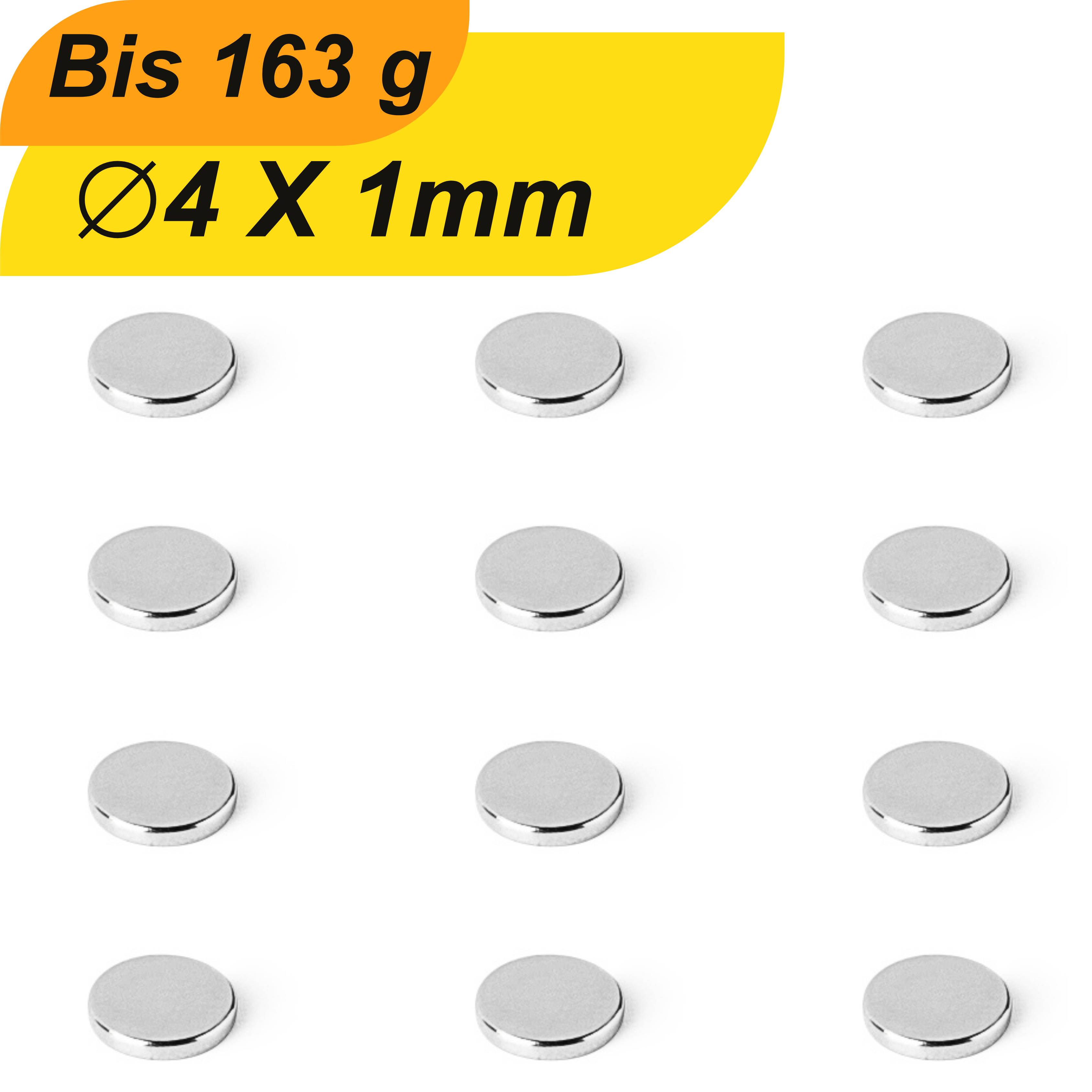 100 Stück Neodym Magnet 4mm x 1mm Supermagnete hohe Haftkraft Scheibenmagnet