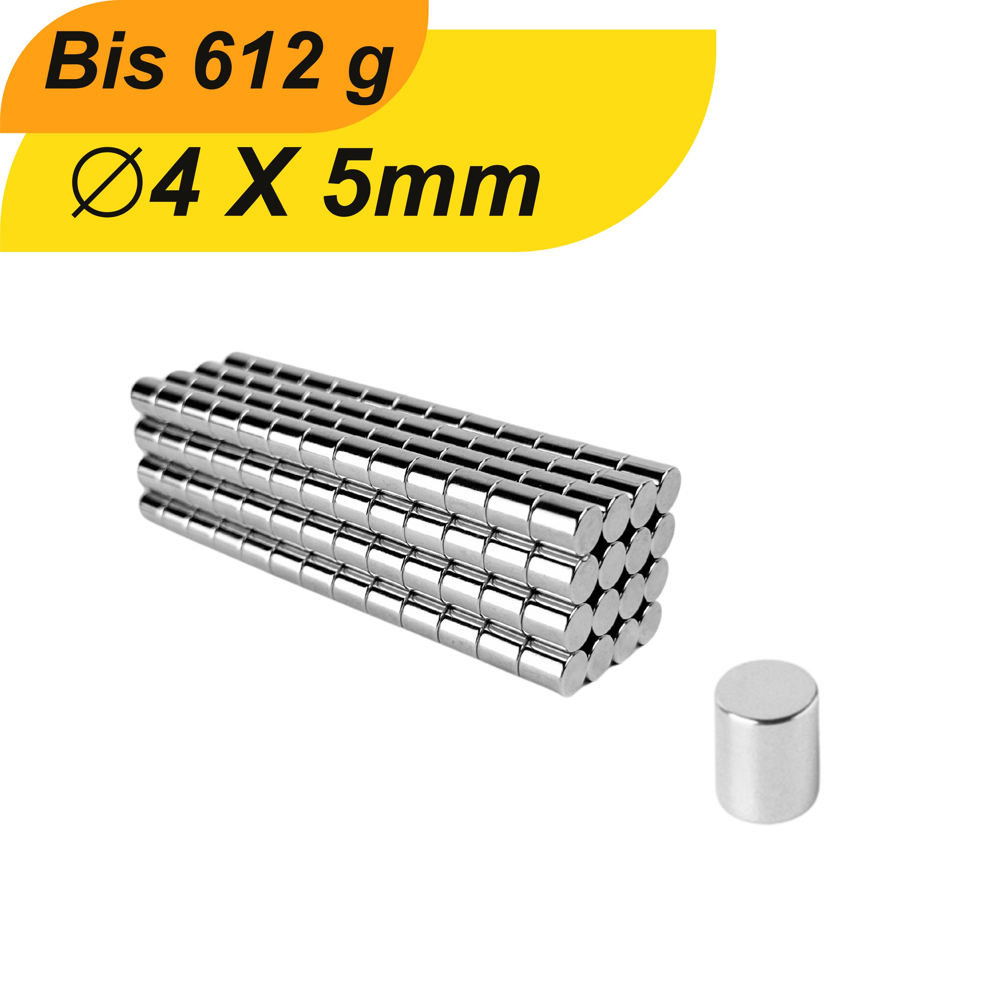 200 Stück Neodym Magnet 4mm x 5mm Supermagnete hohe Haftkraft Scheibenmagnet