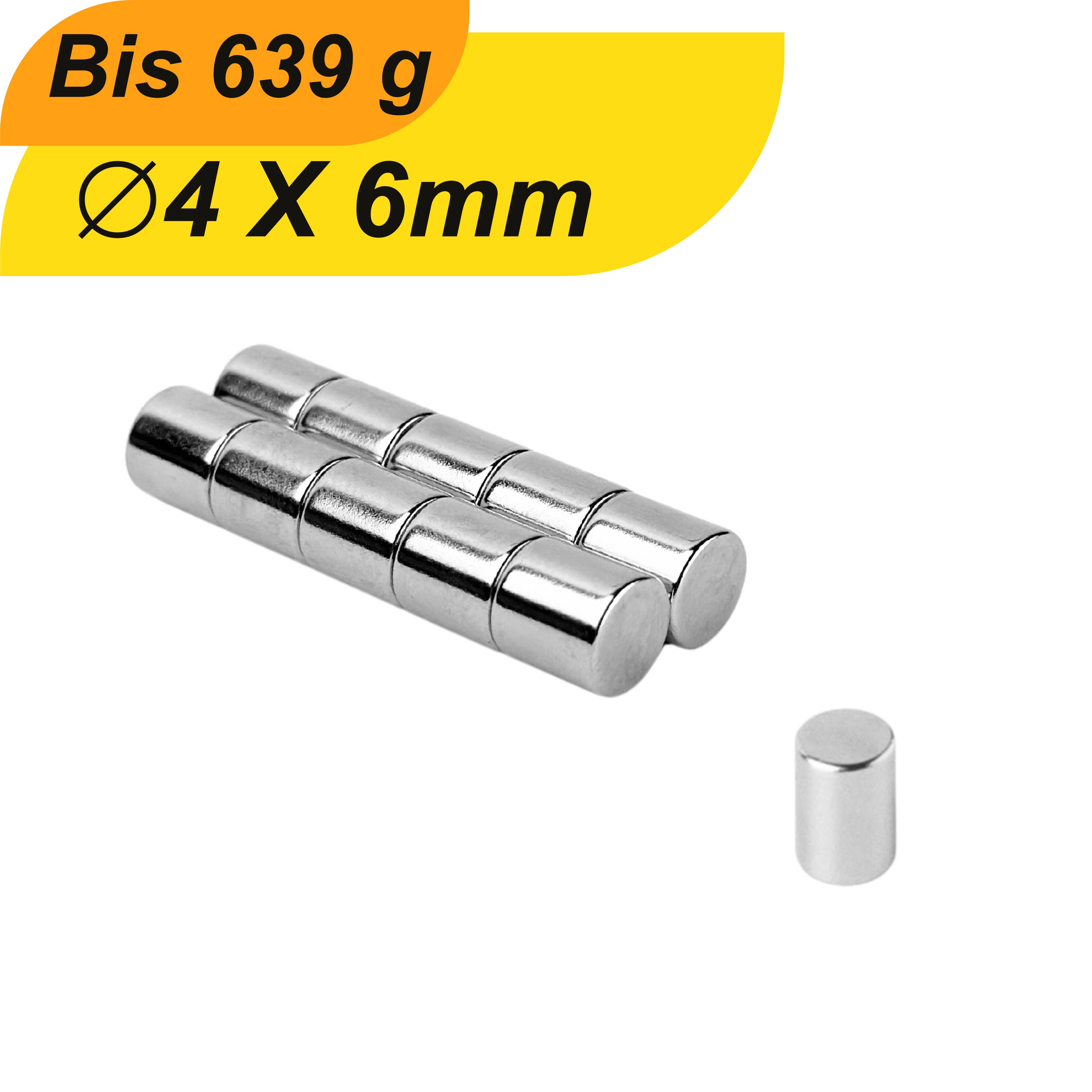 200 Stück Neodym Magnet 4mm x 6mm Supermagnete hohe Haftkraft Scheibenmagnet