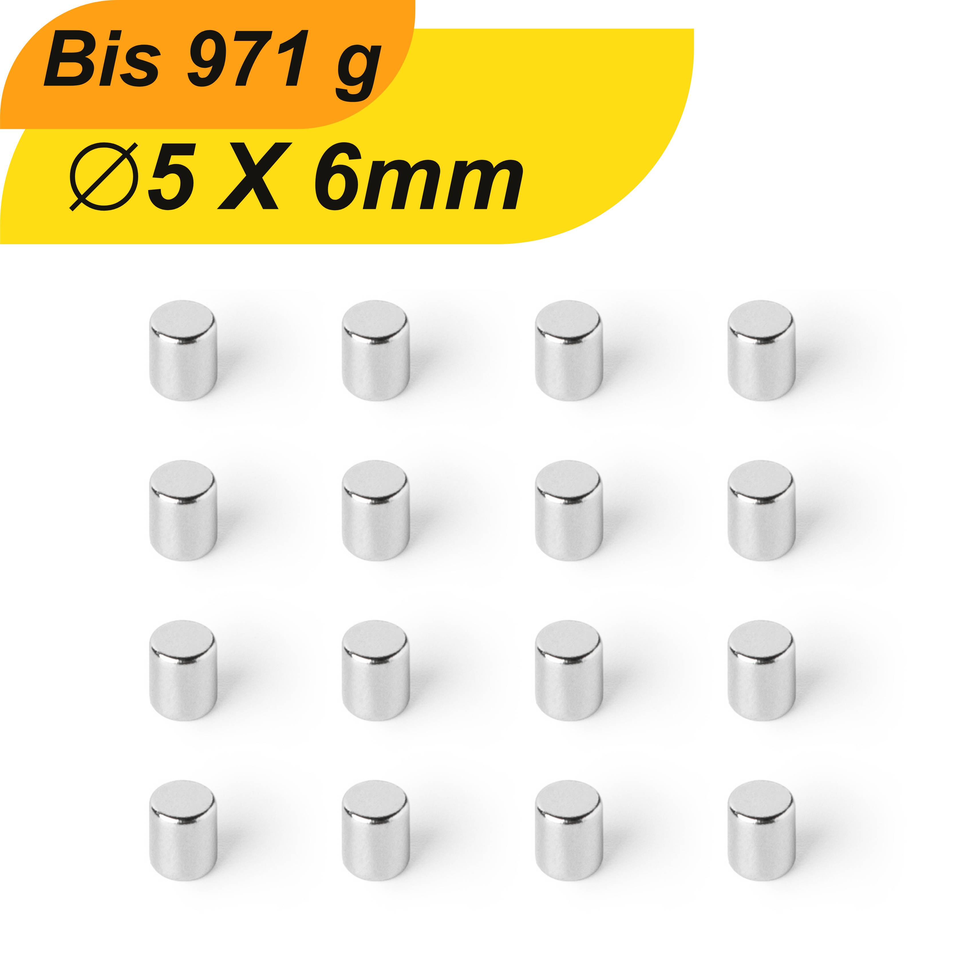 20 Stück Neodym Magnet 5mm x 6mm Supermagnete hohe Haftkraft Scheibenmagnet