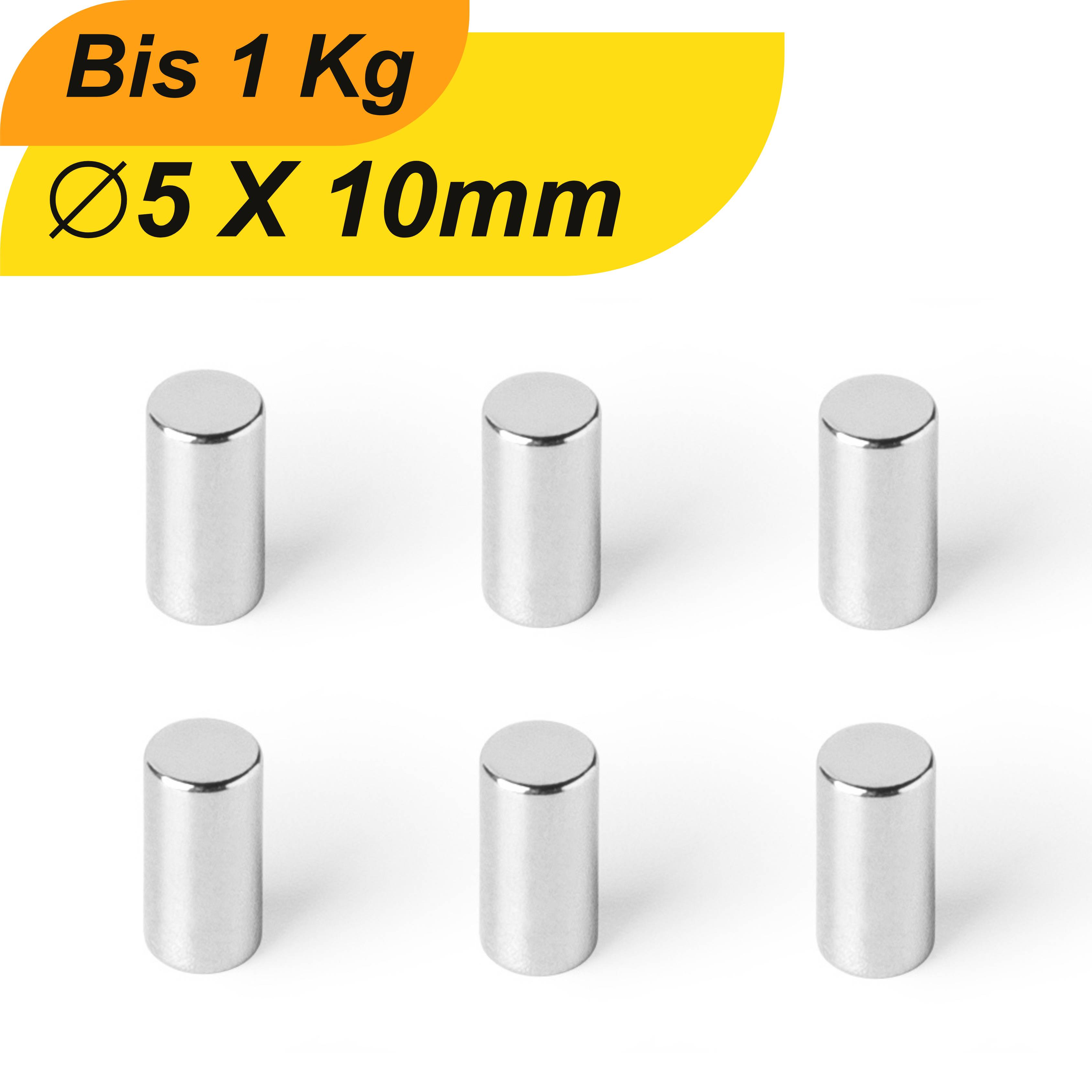 50 Stück Neodym Magnet 5mm x 10mm Supermagnete hohe Haftkraft Scheibenmagnet