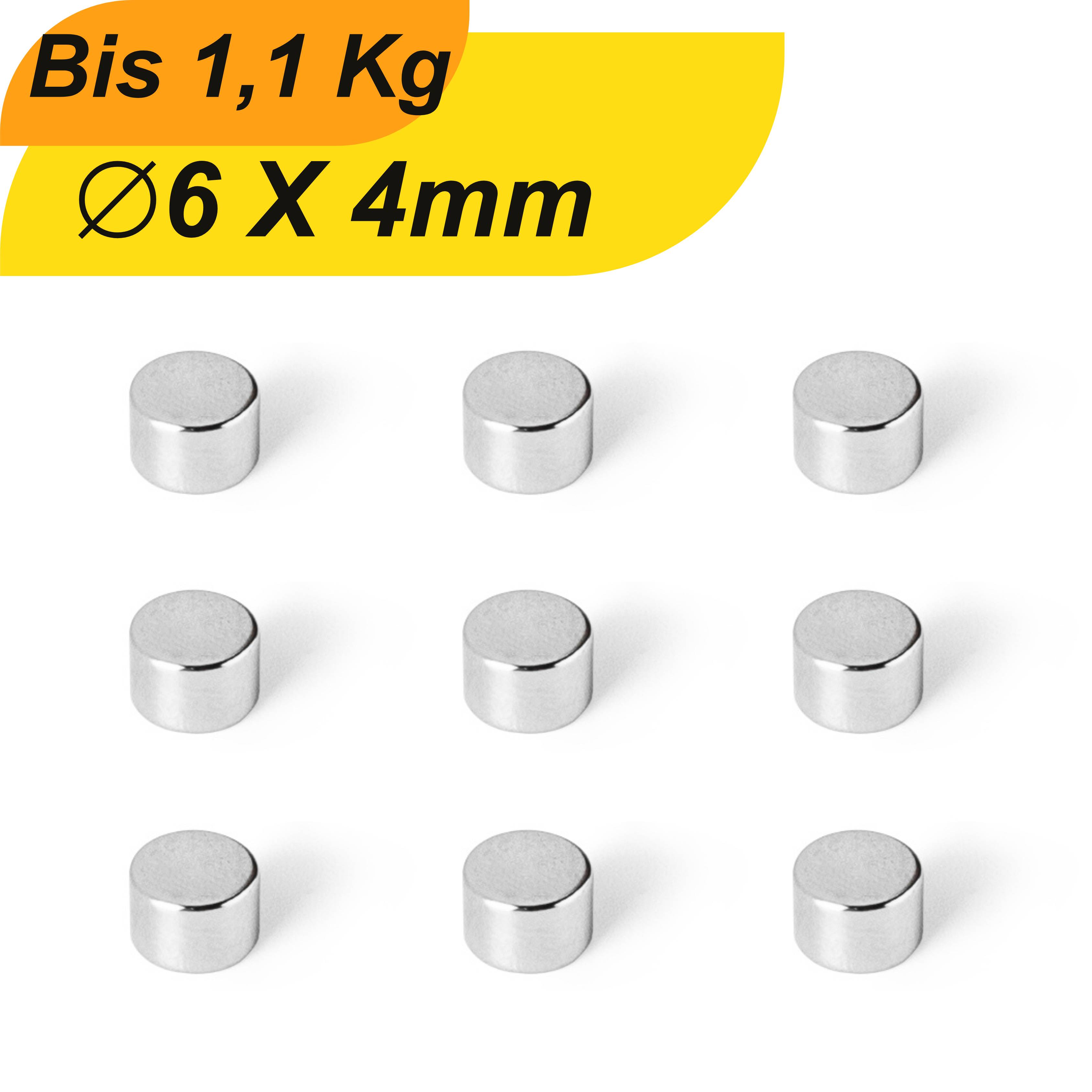 500 Stück Neodym Magnet 6mm x 4mm Supermagnete hohe Haftkraft Scheibenmagnet