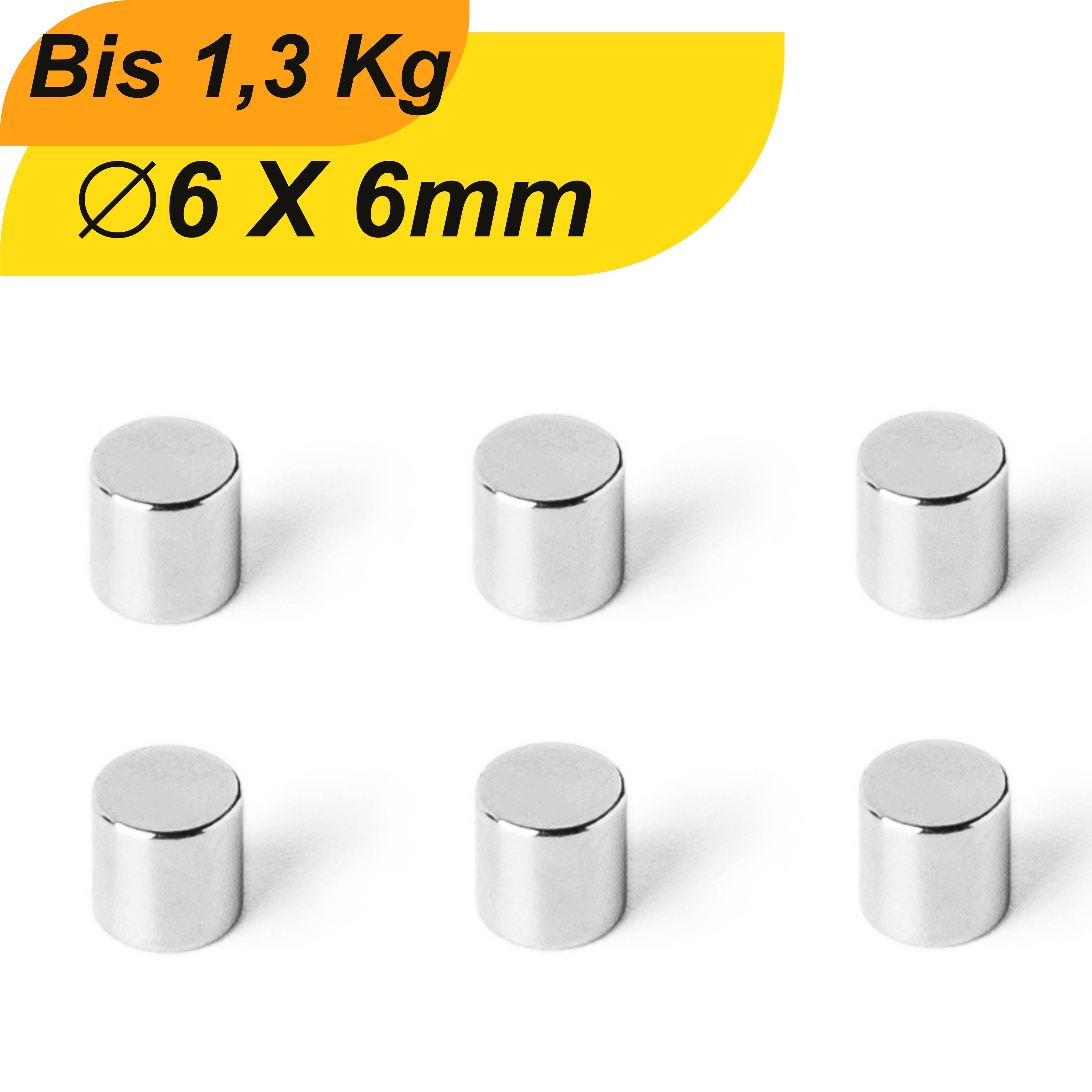 200 Stück Neodym Magnet 6mm x 6mm Supermagnete hohe Haftkraft Scheibenmagnet