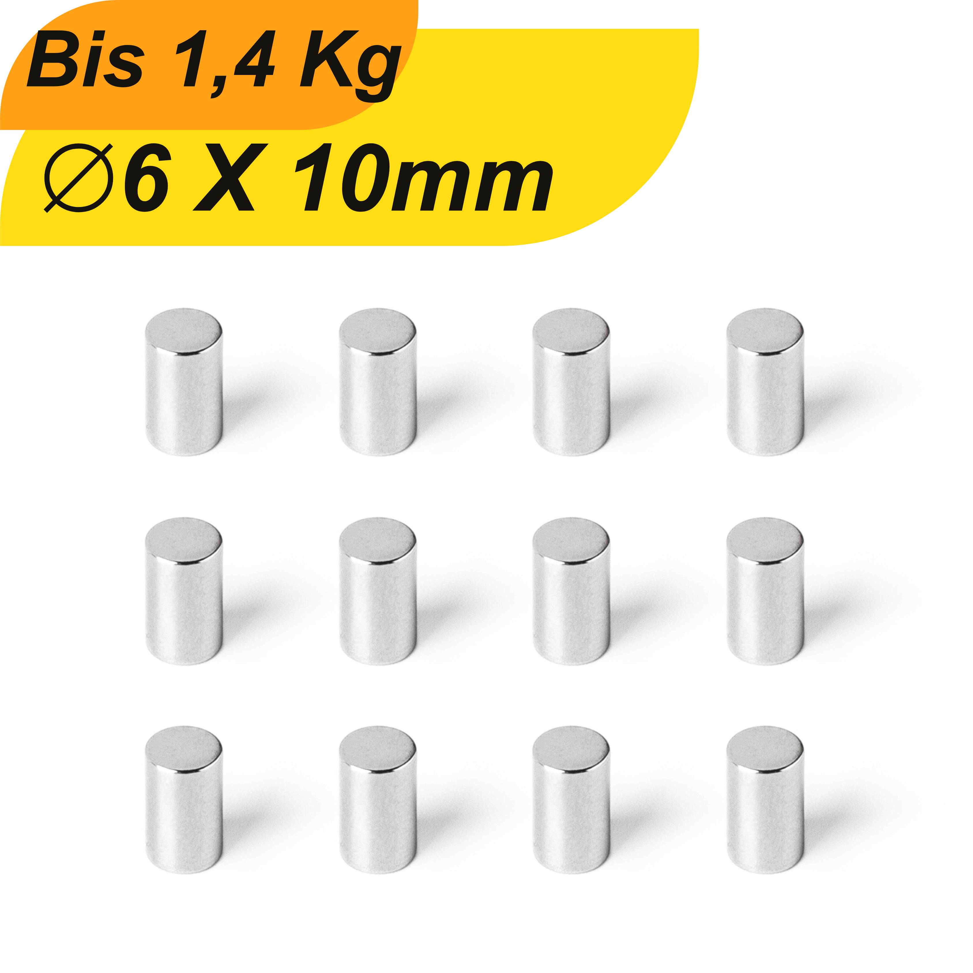 500 Stück Neodym Magnet 6mm x 10mm Supermagnete hohe Haftkraft Scheibenmagnet
