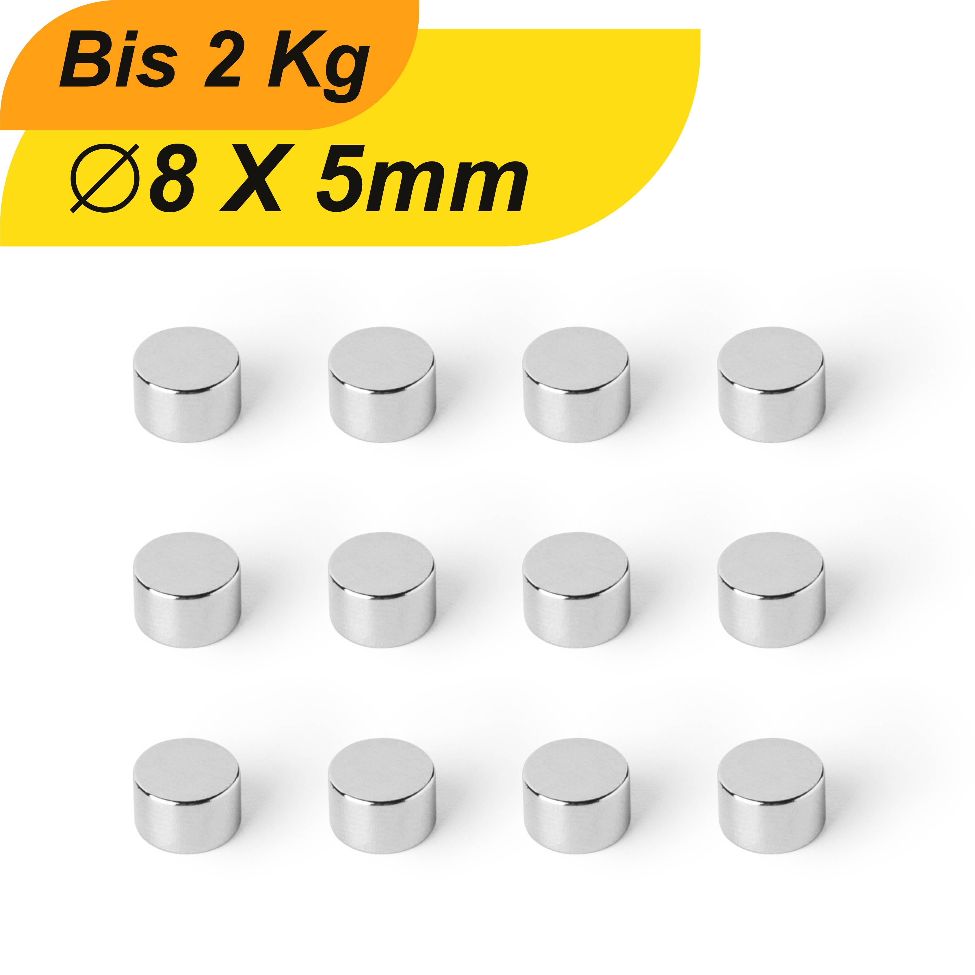 10 Stück Neodym Magnet 8mm x 5mm Supermagnete hohe Haftkraft Scheibenmagnet