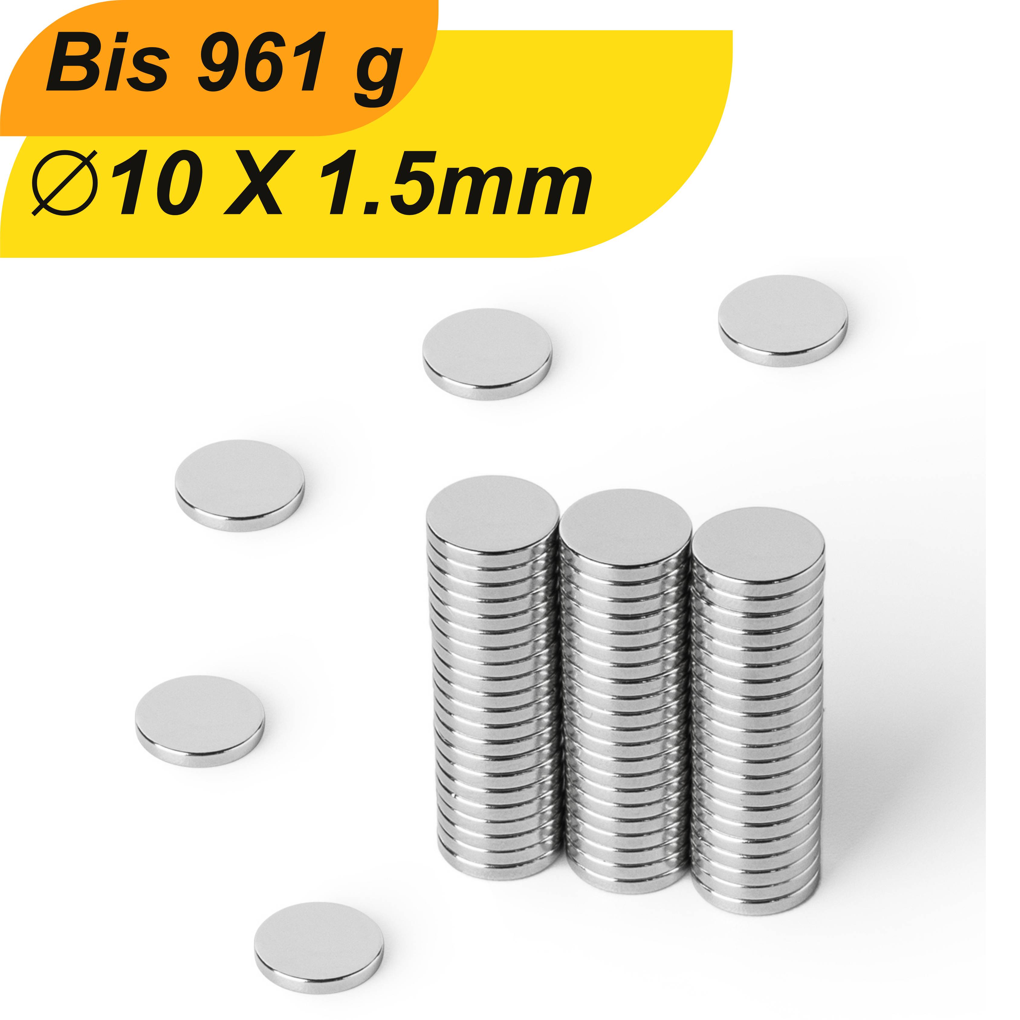 200 Stück Neodym Magnet 10mm x 1.5mm Supermagnete hohe Haftkraft Scheibenmagnet
