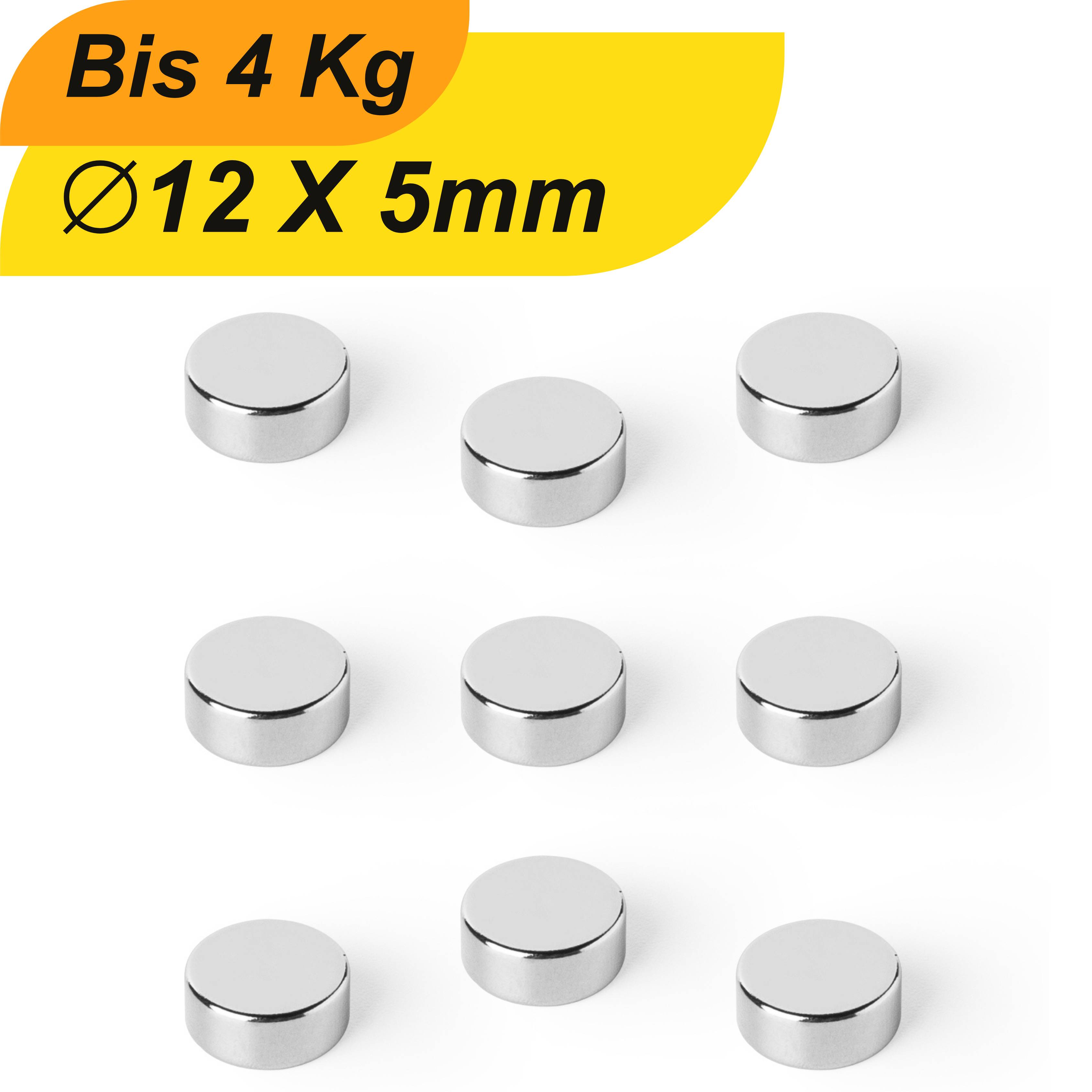 10 Stück Neodym Magnet 12mm x 5mm Supermagnete hohe Haftkraft Scheibenmagnet