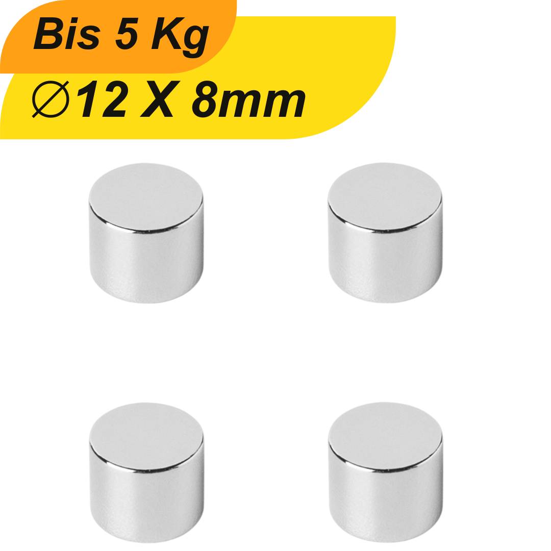 50 Stück Neodym Magnet 12mm x 8mm Supermagnete hohe Haftkraft Scheibenmagnet