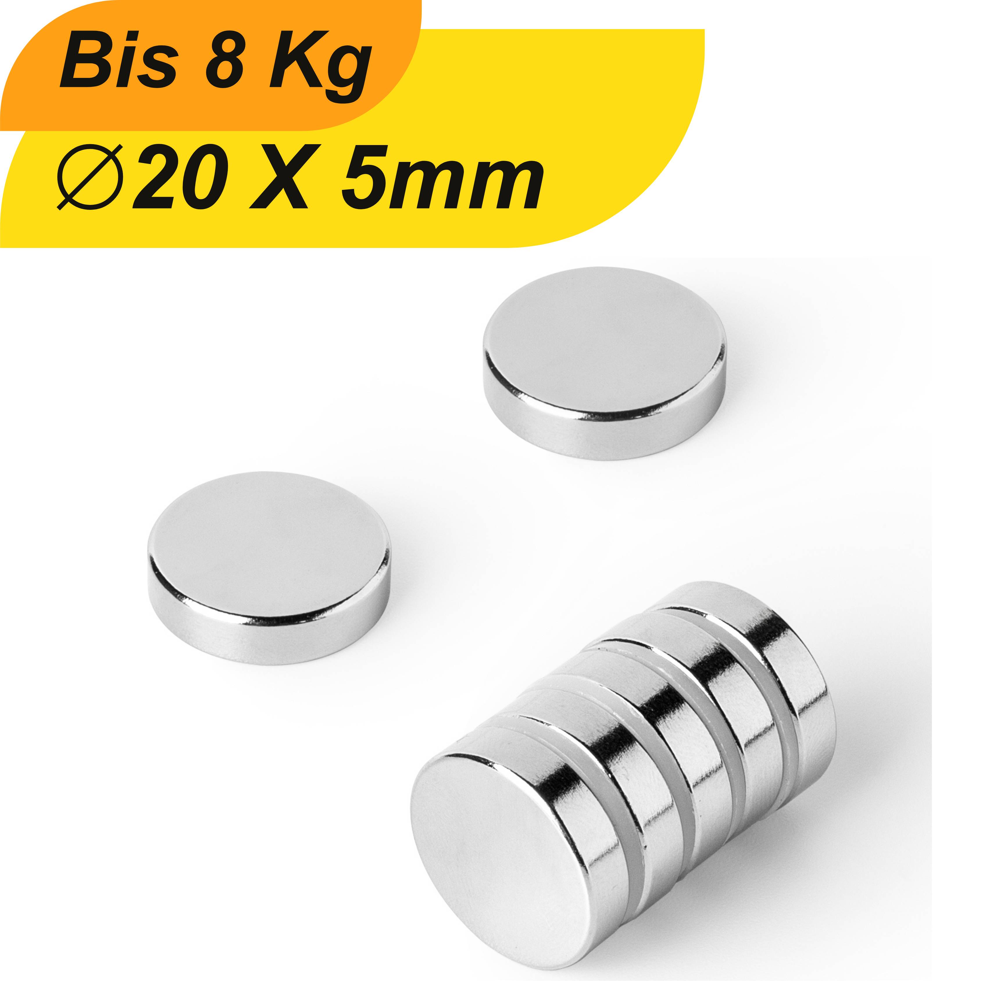 500 Stück Neodym Magnet 20mm x 5mm Supermagnete hohe Haftkraft Scheibenmagnet