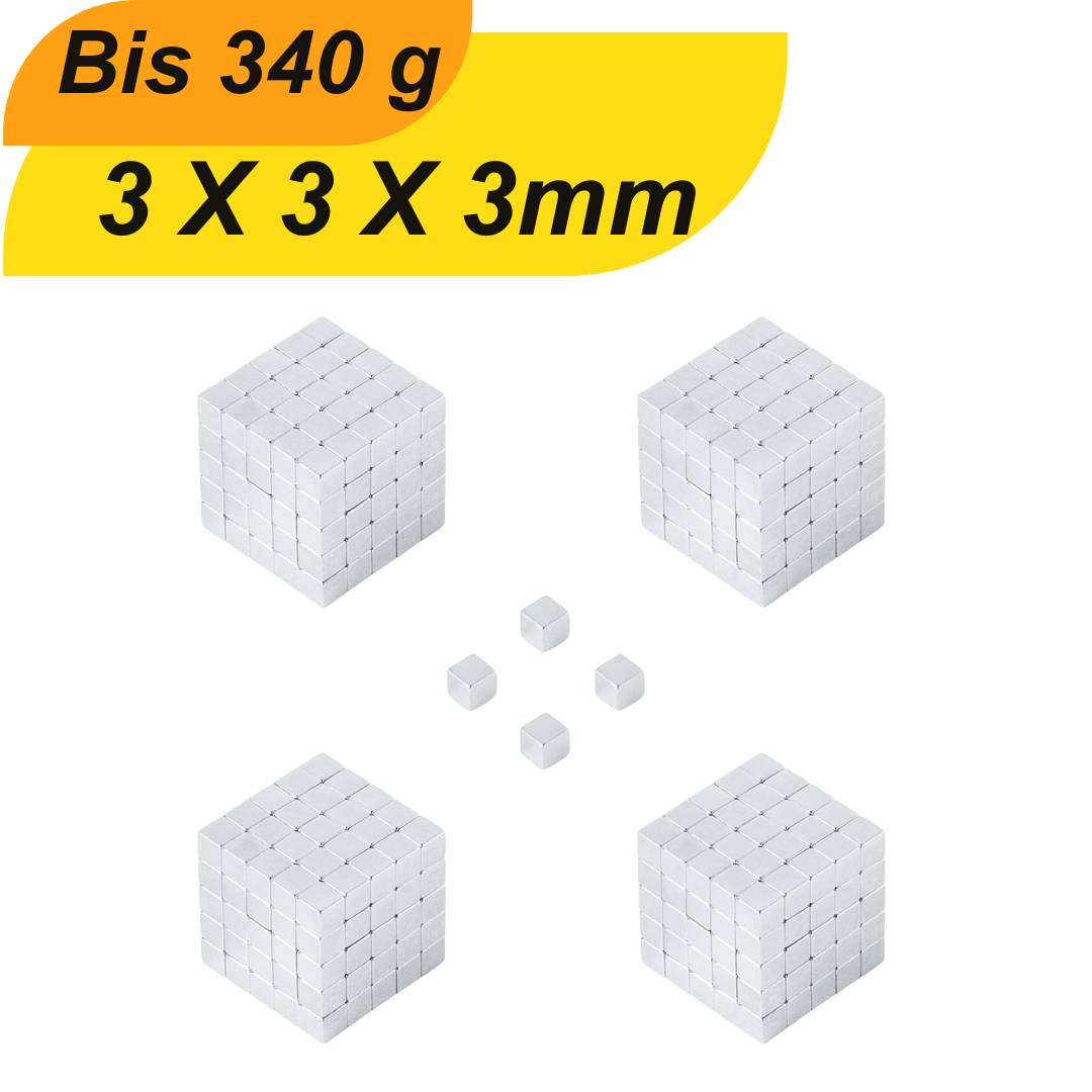 50 Stück Neodym Magnet 3x3x3 mm Supermagnete hohe Haftkraft Würfelmagnete