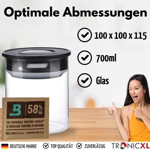 2x 700ml Vakuum Kräuter Borosilikat Glas Aufbewahrung Vorratsglas Ernte luftdicht Glasbehälter mit Deckel kompatibel mit Boveda Pack 58% Grow Ernte 2x 700ml Vakuum Kräuter Borosilikat Glas Aufbewahrung Vorratsglas Ernte luftdicht Glasbehälter mit Deckel kompatibel mit Boveda Pack 58% Grow Ernte