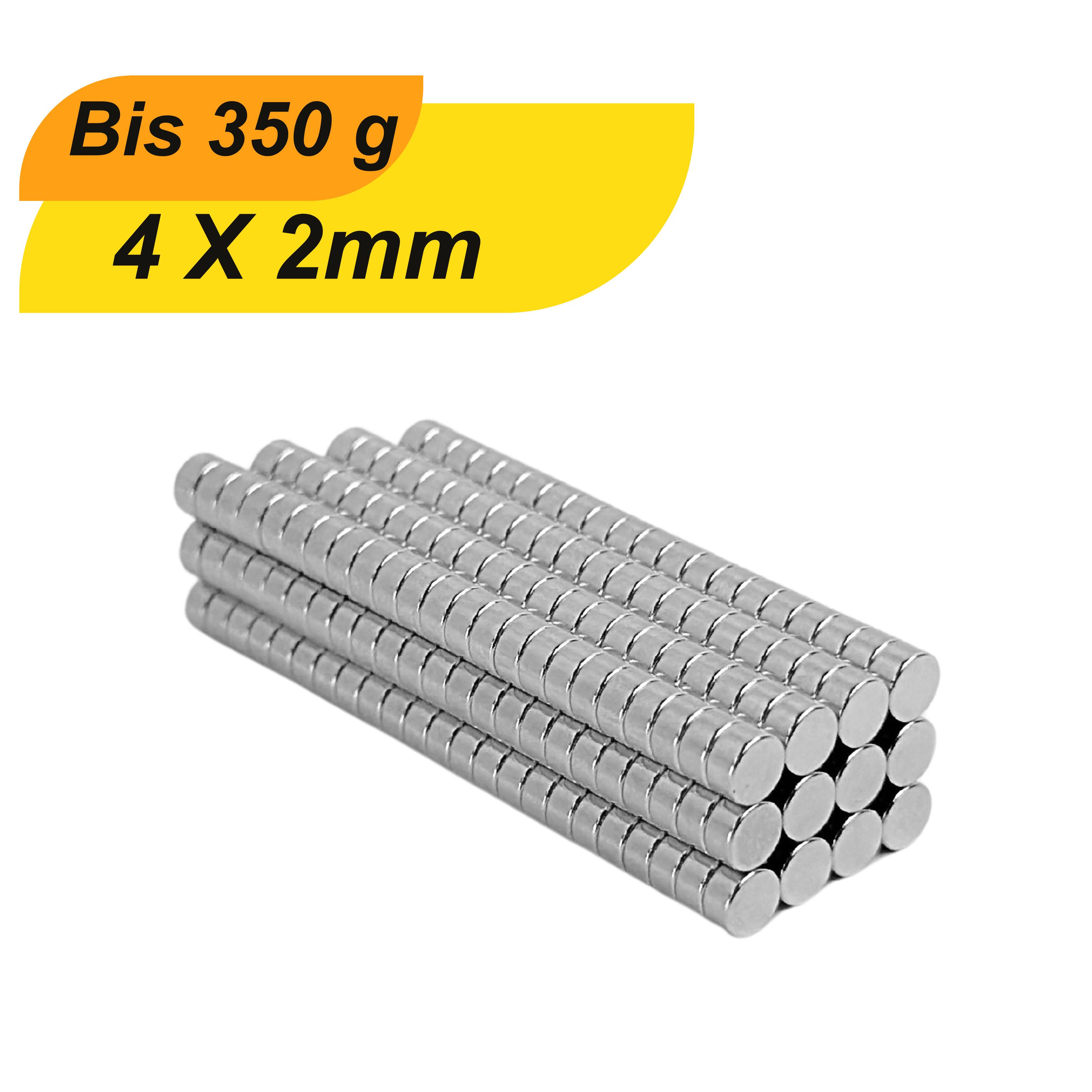 100 Stück Neodym Magnet 4mm x 2mm Supermagnete hohe Haftkraft Scheibenmagnet