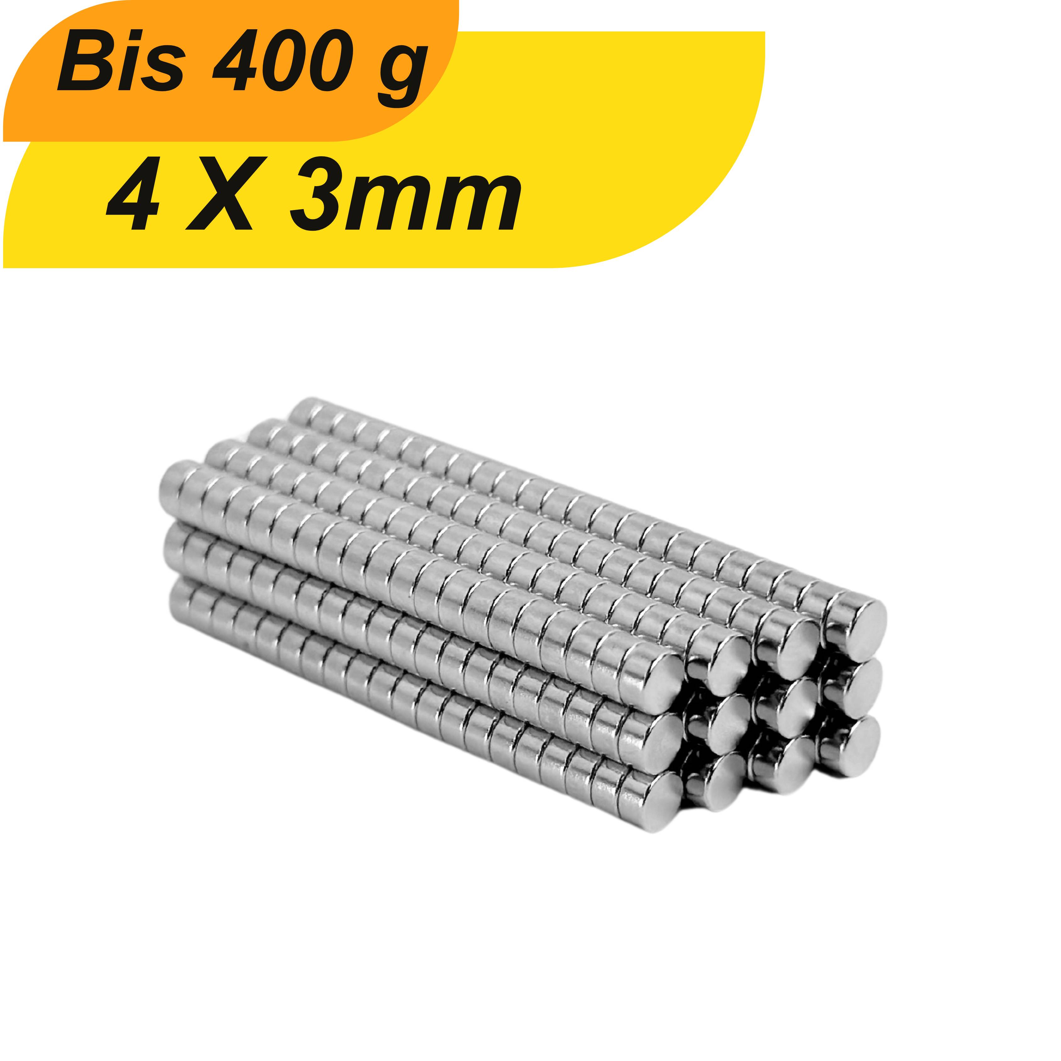 500 Stück Neodym Magnet 4mm x 3mm Supermagnete hohe Haftkraft Scheibenmagnet