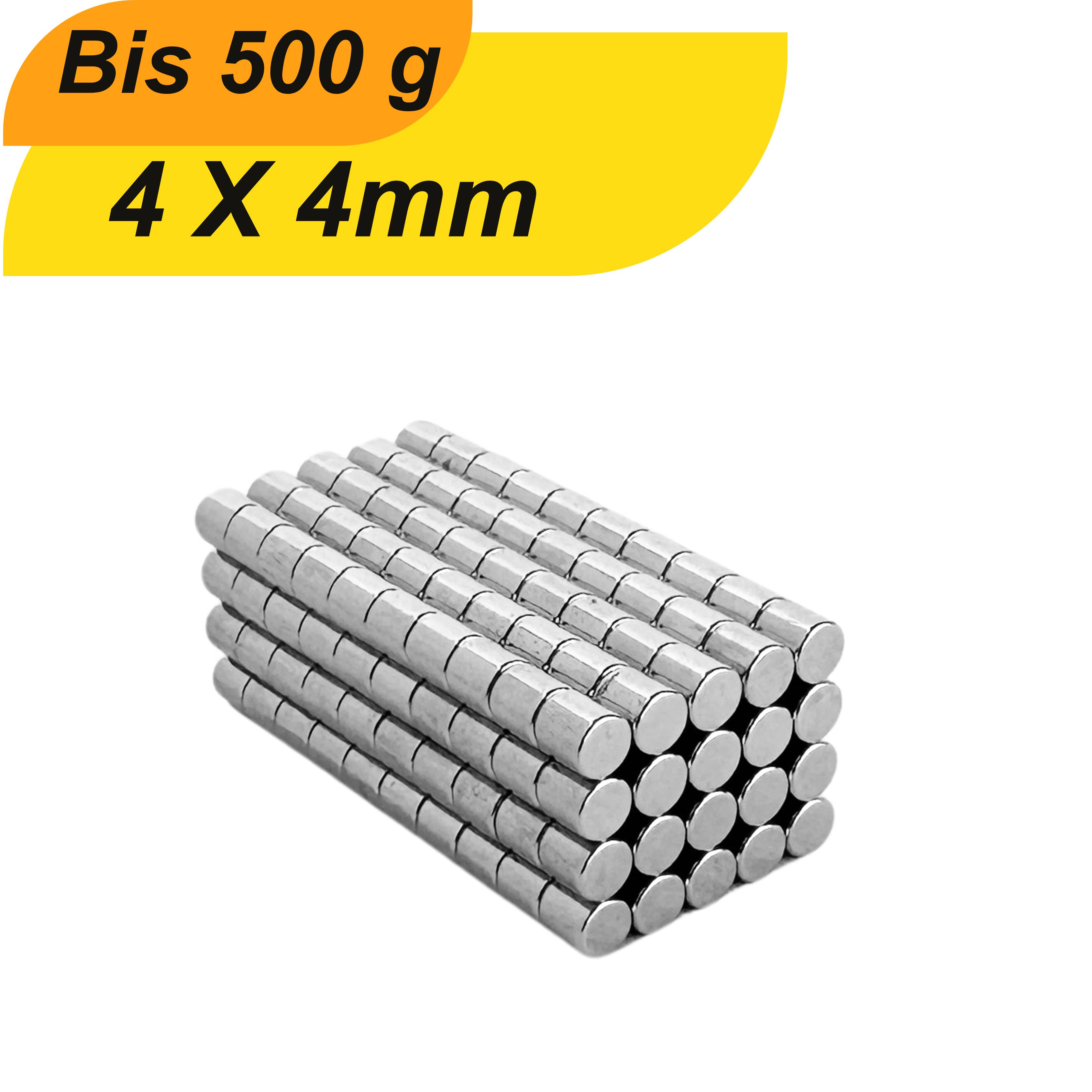 1000 Stück Neodym Magnet 4mm x 4mm Supermagnete hohe Haftkraft Scheibenmagnet