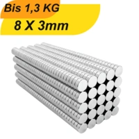 1000 Stück Neodym Magnet 8mm x 3mm Supermagnete hohe Haftkraft Scheibenmagnet 1000 Stück Neodym Magnet 8mm x 3mm Supermagnete hohe Haftkraft Scheibenmagnet