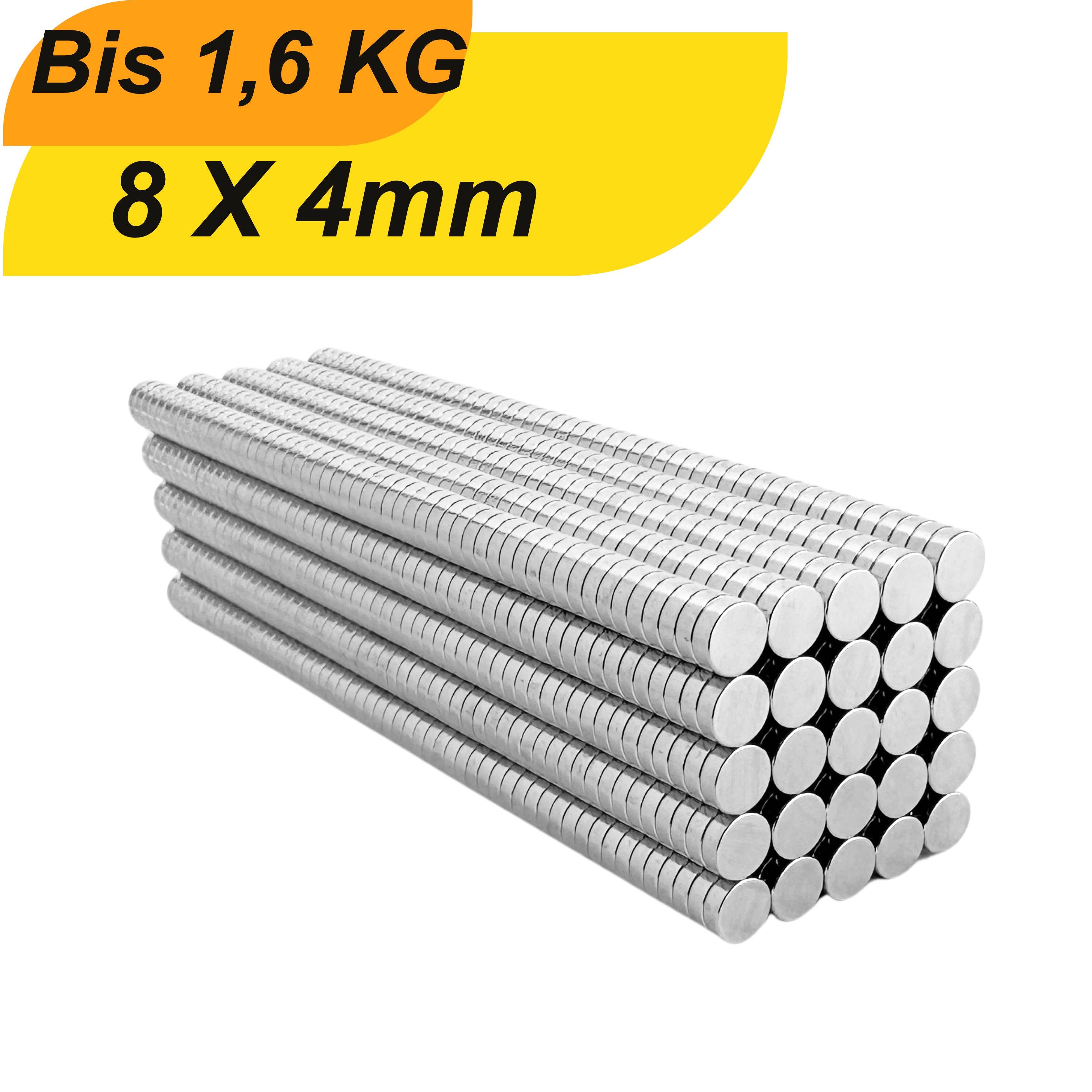 50 Stück Neodym Magnet 8mm x 4mm Supermagnete hohe Haftkraft Scheibenmagnet