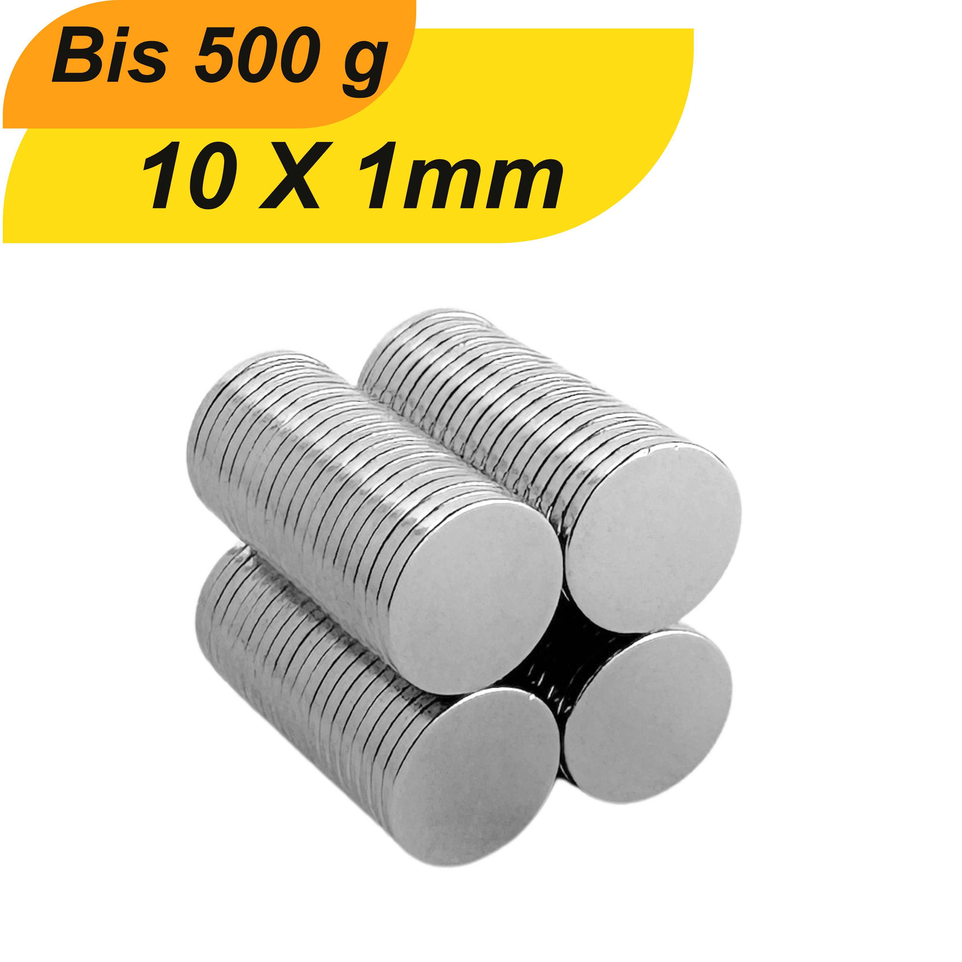 3 Stück Neodym Magnet 10mm x 1mm Supermagnete hohe Haftkraft Scheibenmagnet