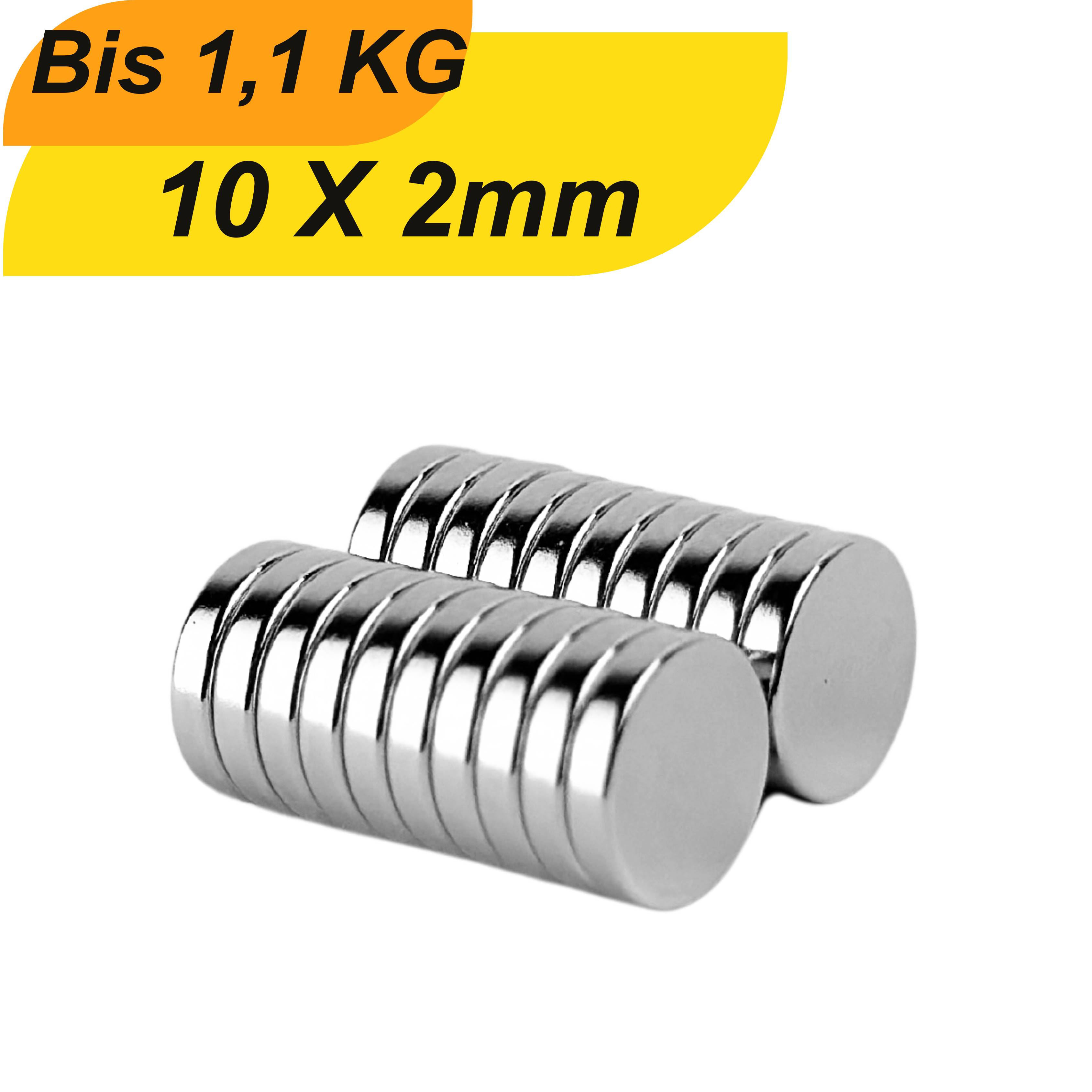 3 Stück Neodym Magnet 10mm x 2mm Supermagnete hohe Haftkraft Scheibenmagnet