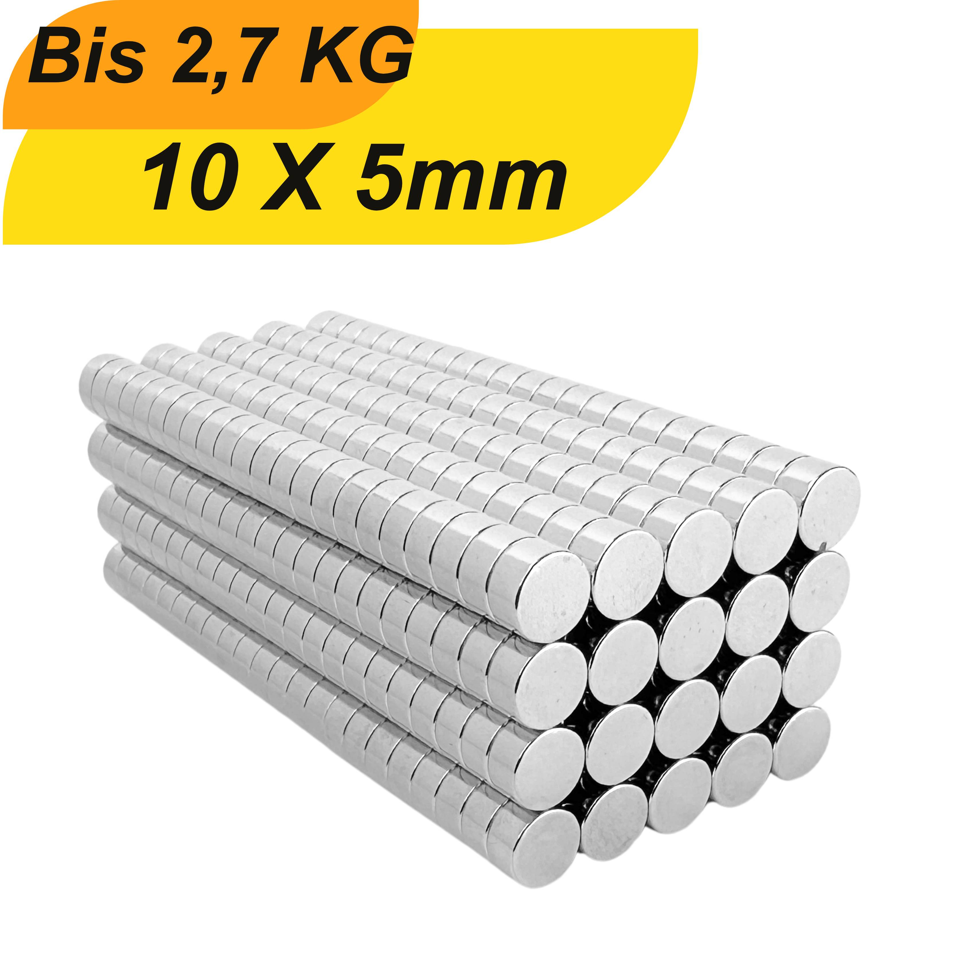 5 Stück Neodym Magnet 10mm x 5mm Supermagnete hohe Haftkraft Scheibenmagnet