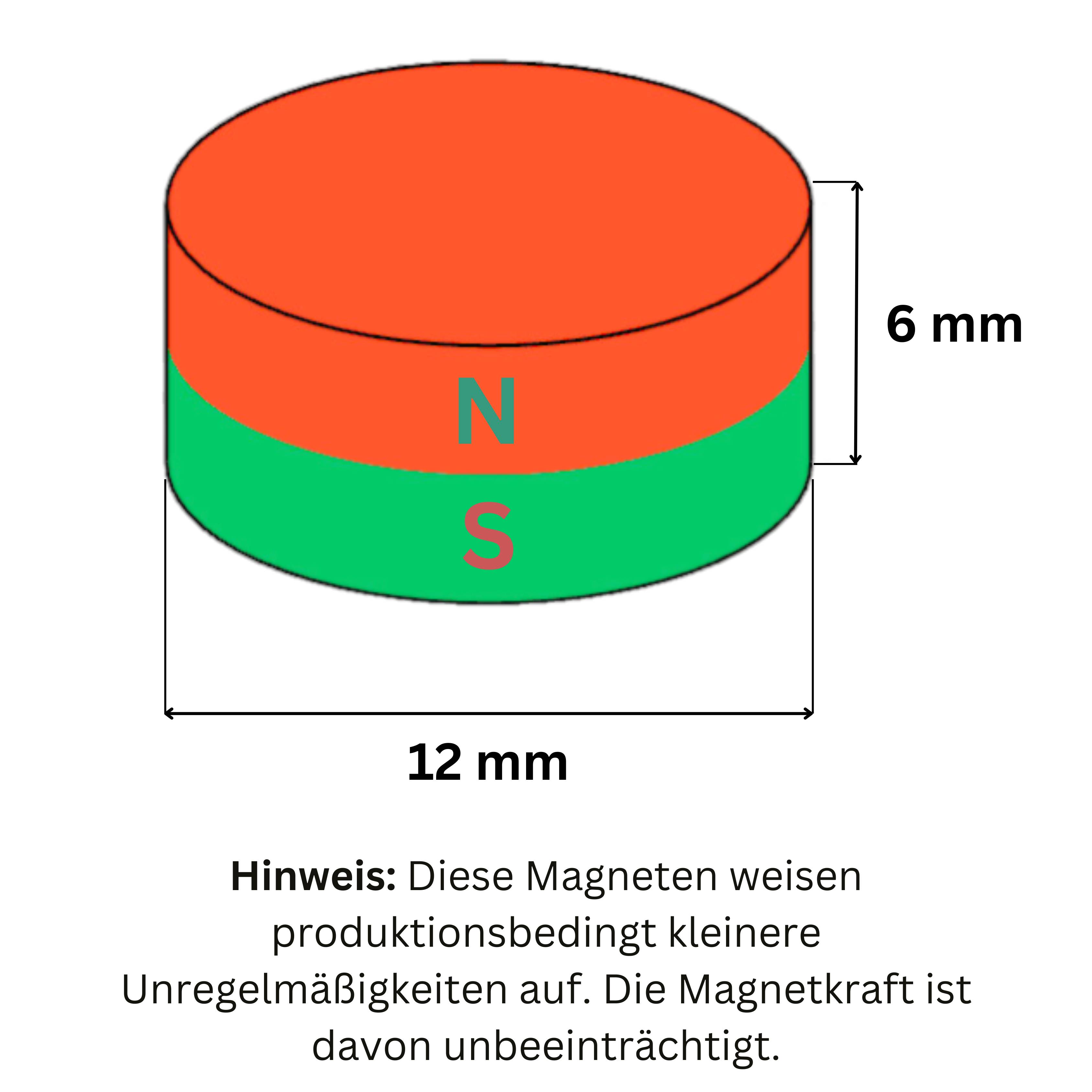 20 Stück Neodym Magnet 12mm x 6mm Supermagnete hohe Haftkraft Scheibenmagnet