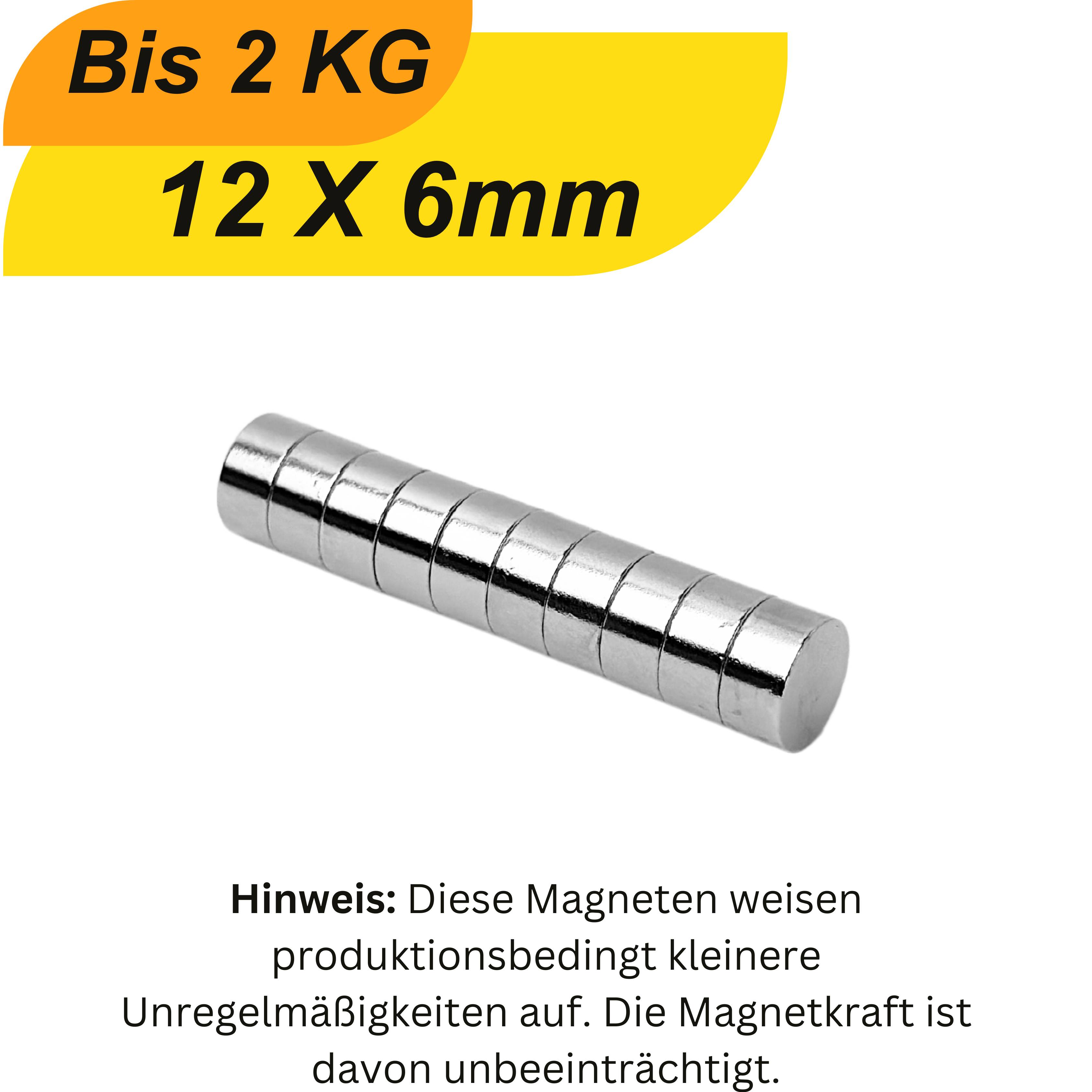 5 Stück Neodym Magnet 12mm x 6mm Supermagnete hohe Haftkraft Scheibenmagnet