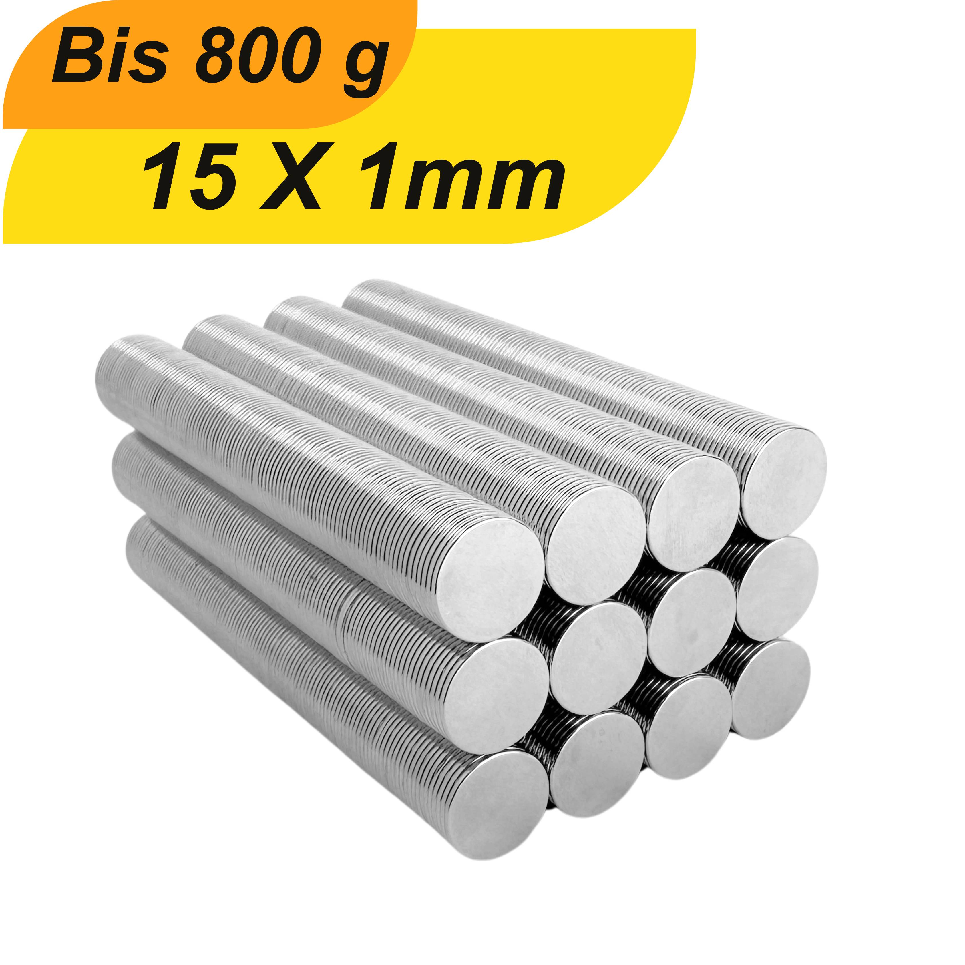 1 Stück Neodym Magnet 15mm x 1mm Supermagnete hohe Haftkraft Scheibenmagnet