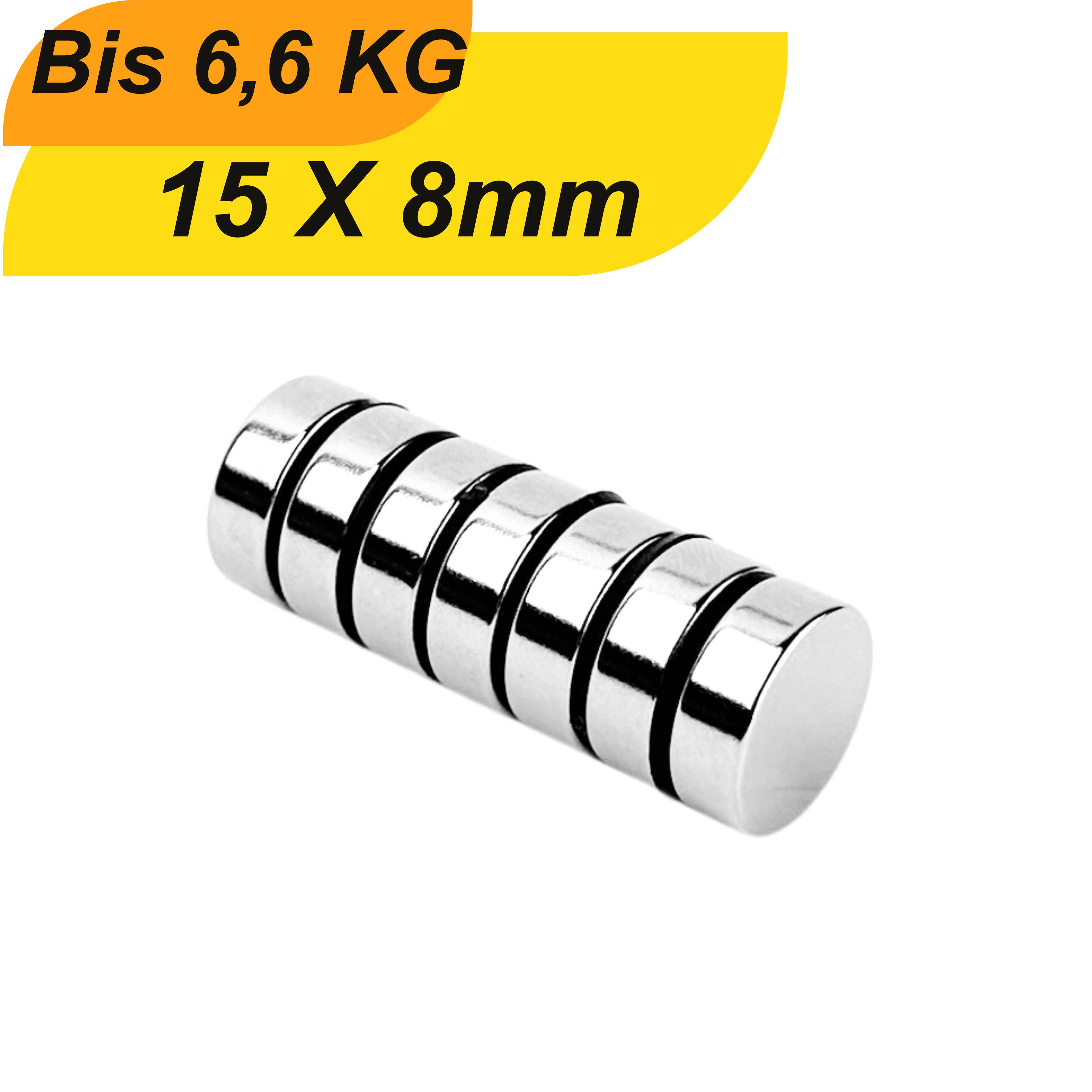 1 Stück Neodym Magnet 15mm x8mm Supermagnete hohe Haftkraft Scheibenmagnet